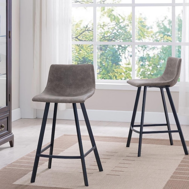 Upholstered Bar Stool In The Stools, Gray Leather Bar Stools Set Of 2
