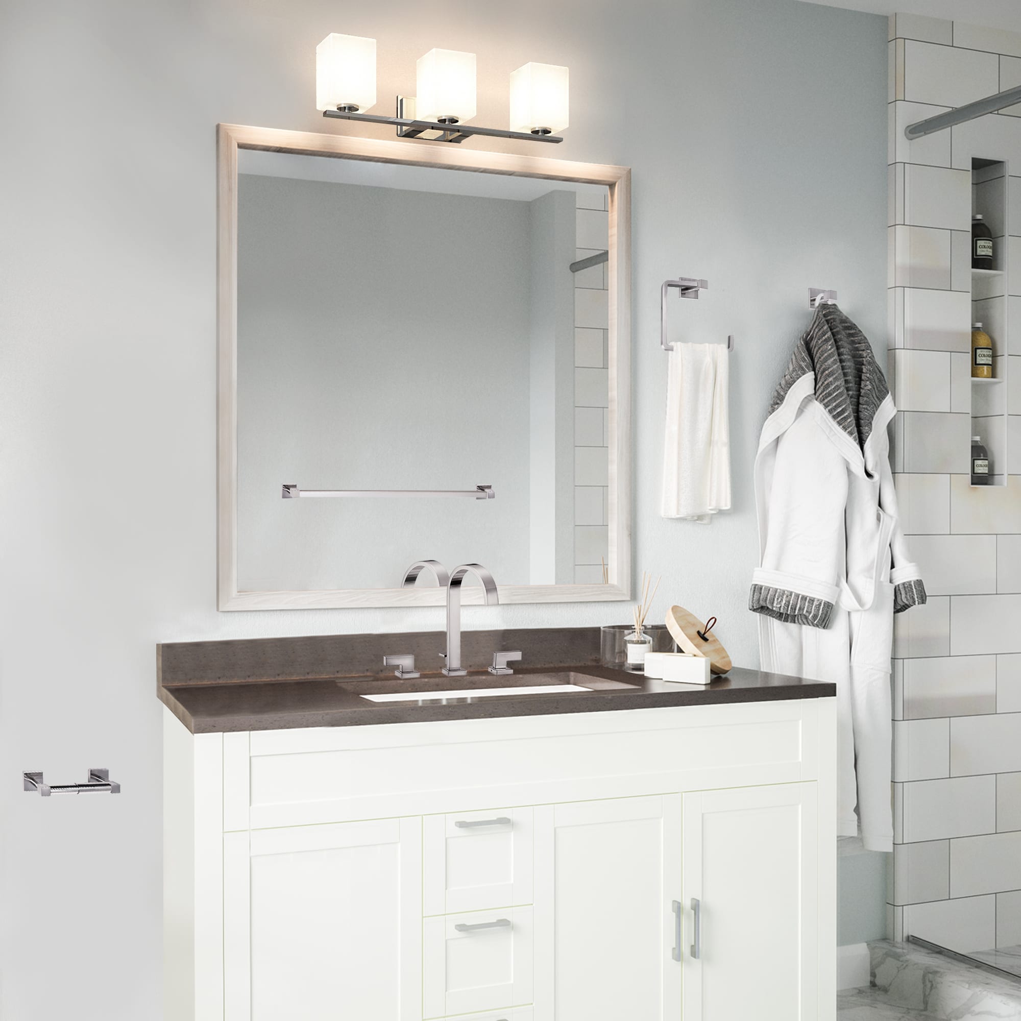 Polished Chrome 4-Piece Bathroom Accessory Kit with Towel Bar