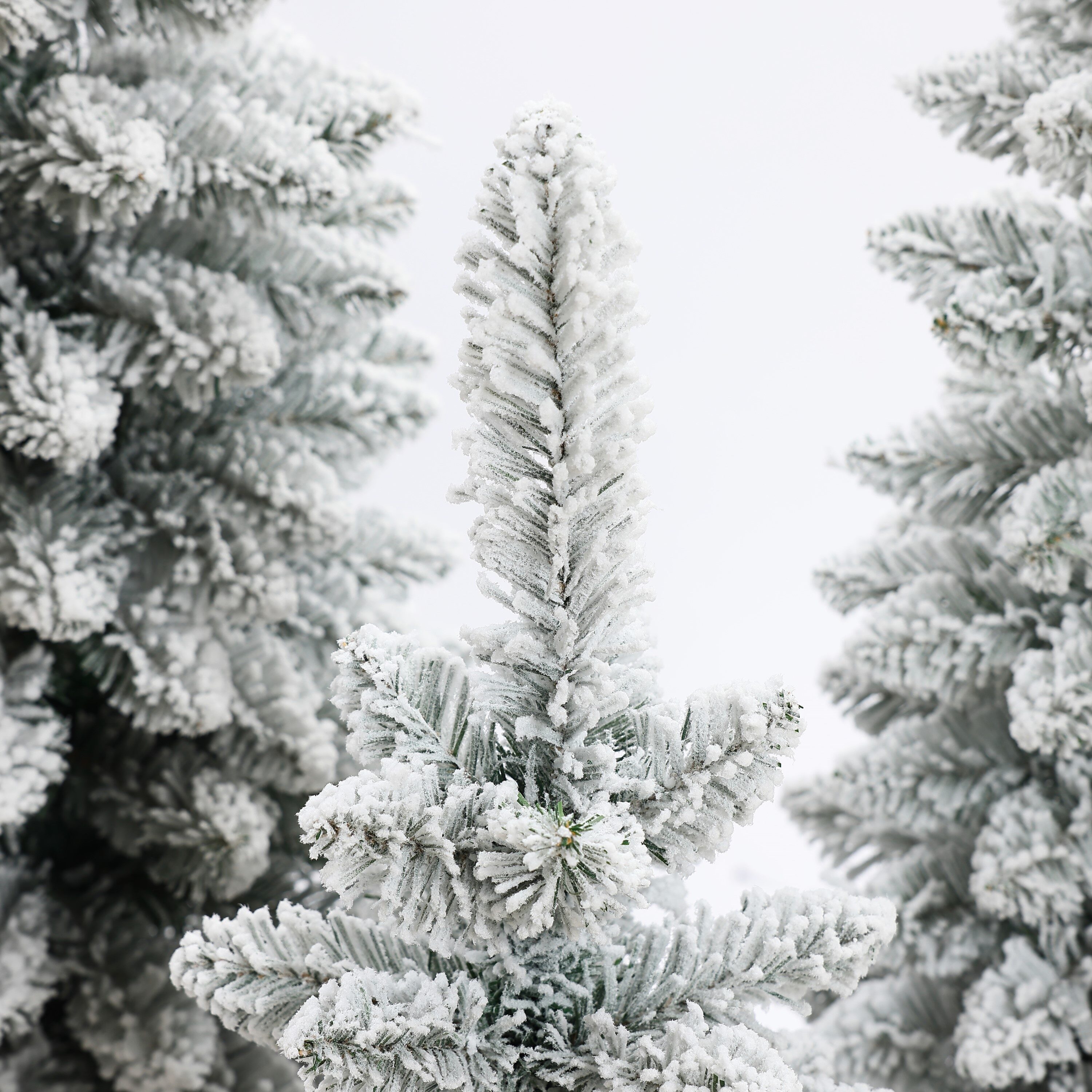 Set of 3 Snow-Flocked PVC Christmas Trees with Metal Pots