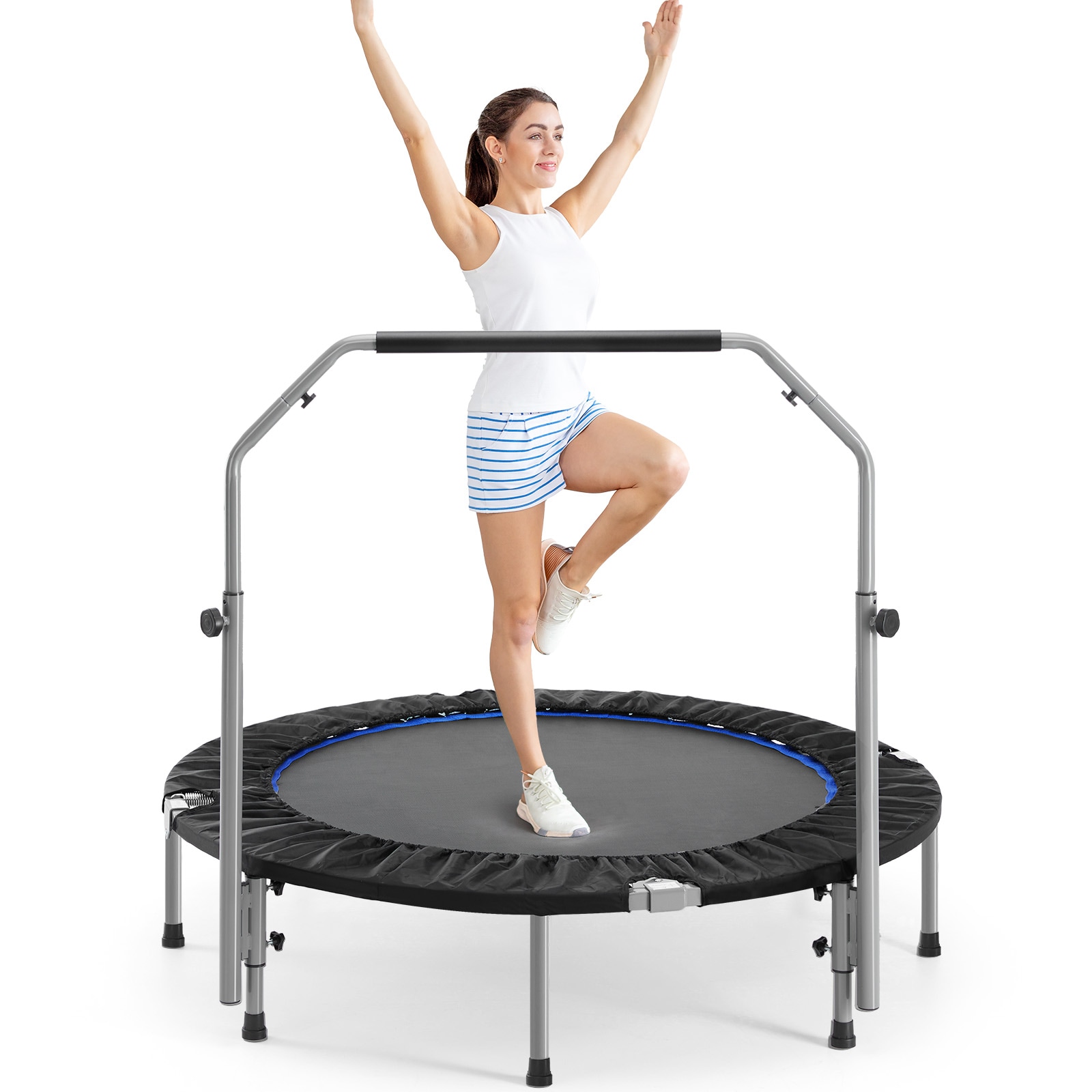 Siavonce XH04223 Foldable Mini Trampoline 3.3-ft Round Mini in Black
