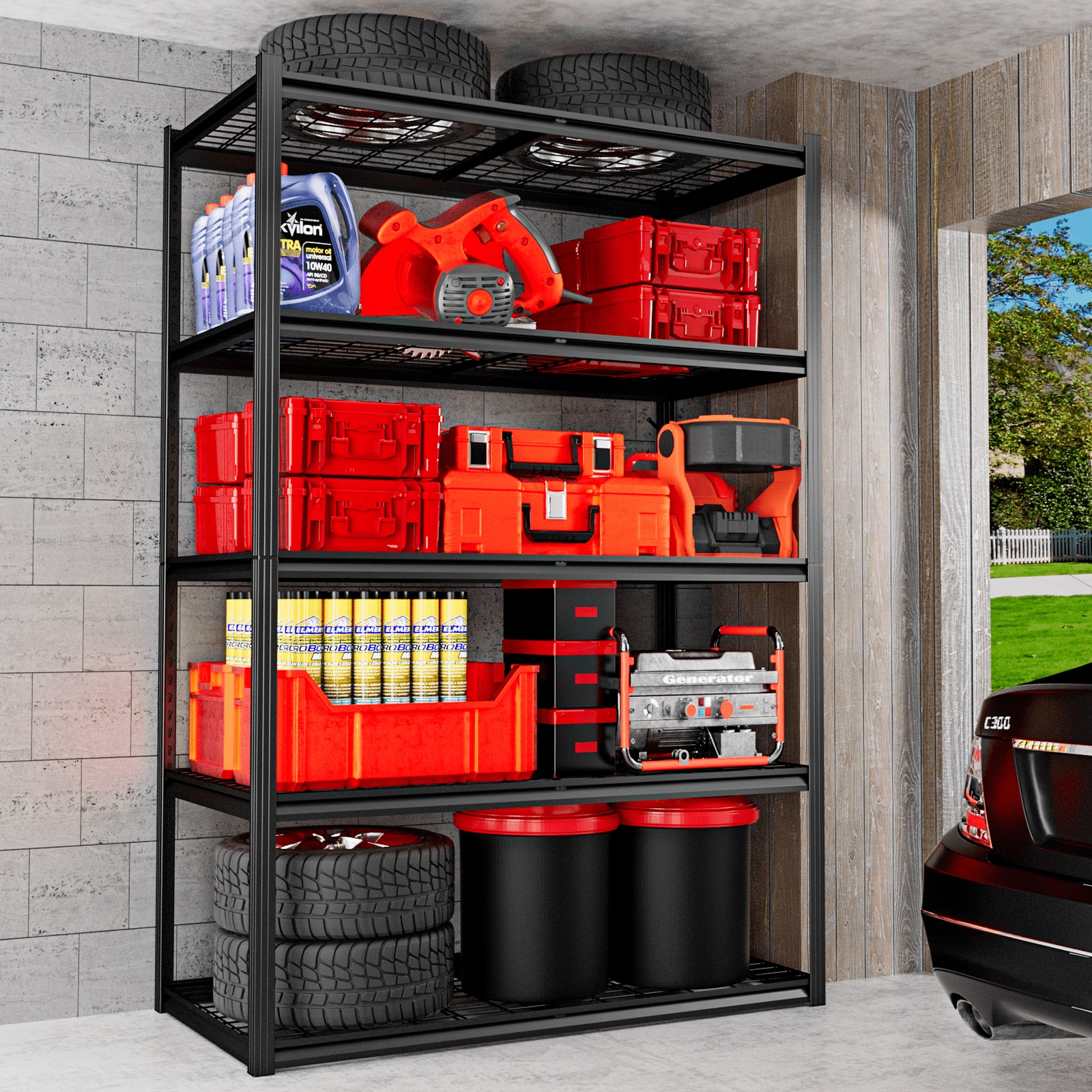 LOVMOR 48YCLZ-HDMS-PLR 48 in W x 72 in H x 24 in D Adjustable Heavy Duty Concealed Column Metal Shelving Unit