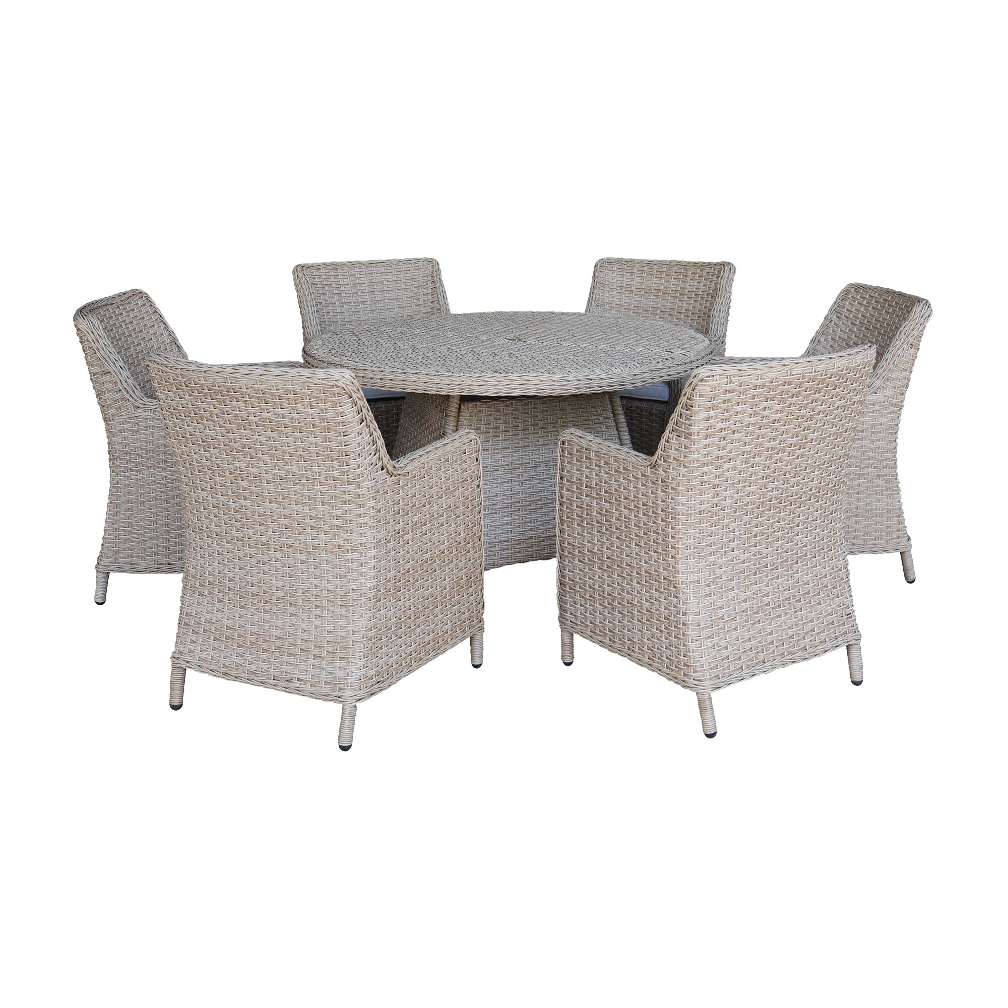 International Concepts KODT-448R-400-6 7 -Piece Wicker Patio Conversation Set with Off-white Cushions