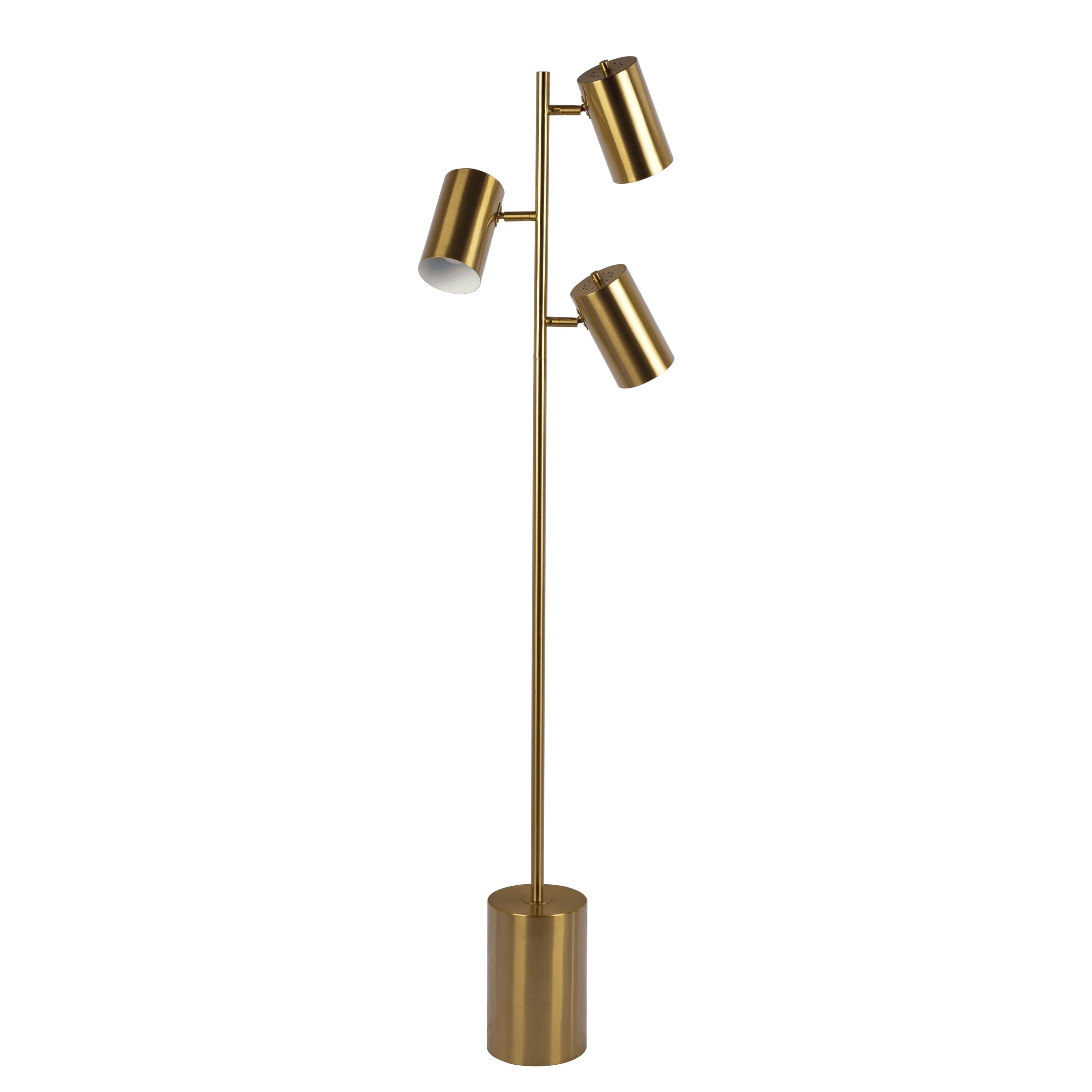 Tatayosi RY-02HAMRMP Harmony Brassed Gold Floor Lamp with Rotary Switch Triple Spots Metal Block Base