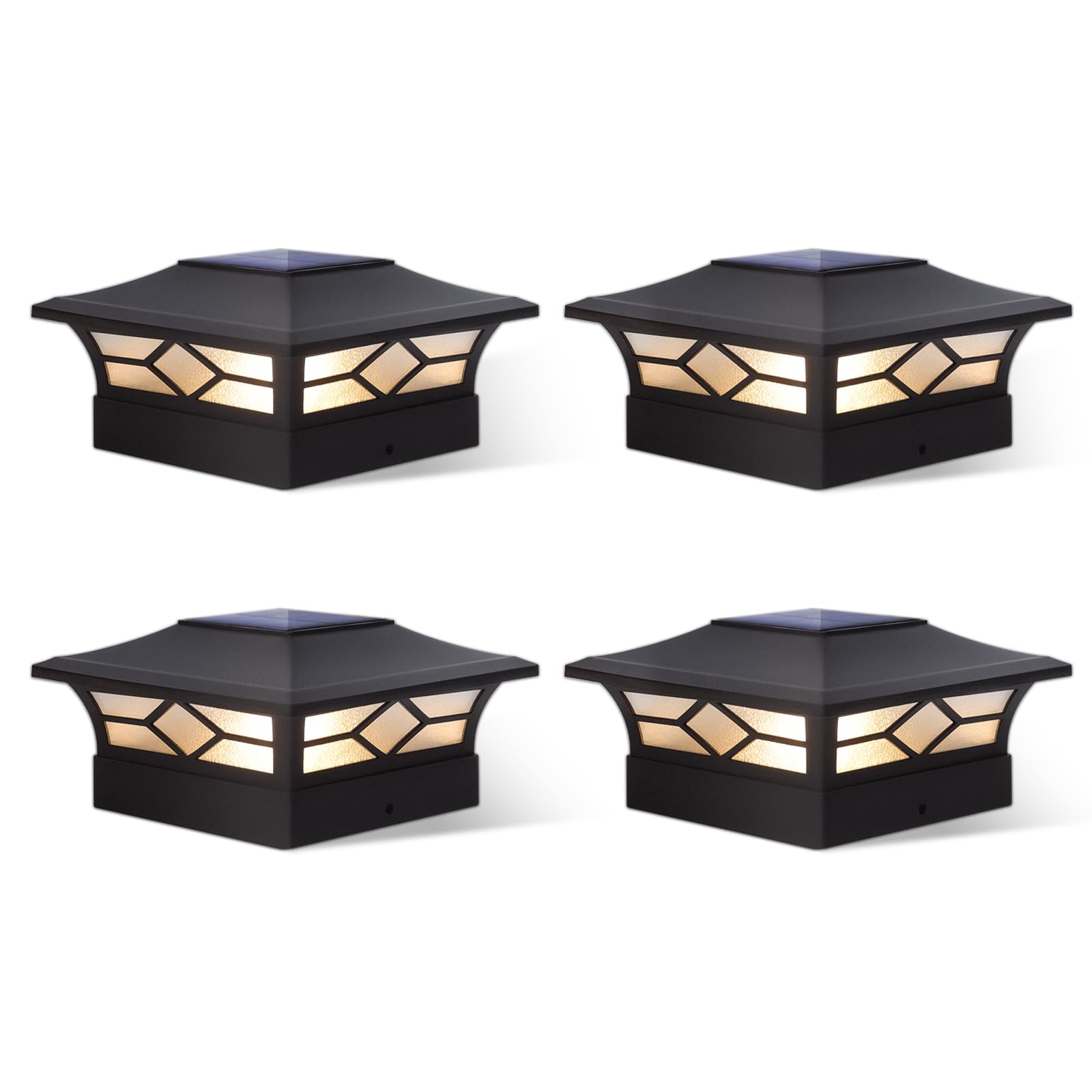 Misopily  Solar Post Cap Lights Outdoor 4pack Waterproof Solar Powered Deck Fence Post Lights for Four by Four Wood and Vinyl Posts with Cool and