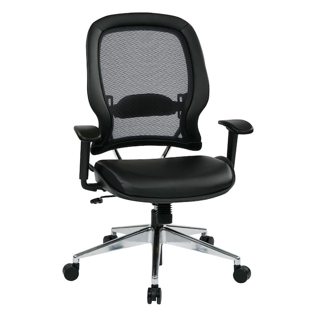 SPACE Seating Black Contemporary Adjustable Height Swivel Mesh Desk Chair  in the Office Chairs department at