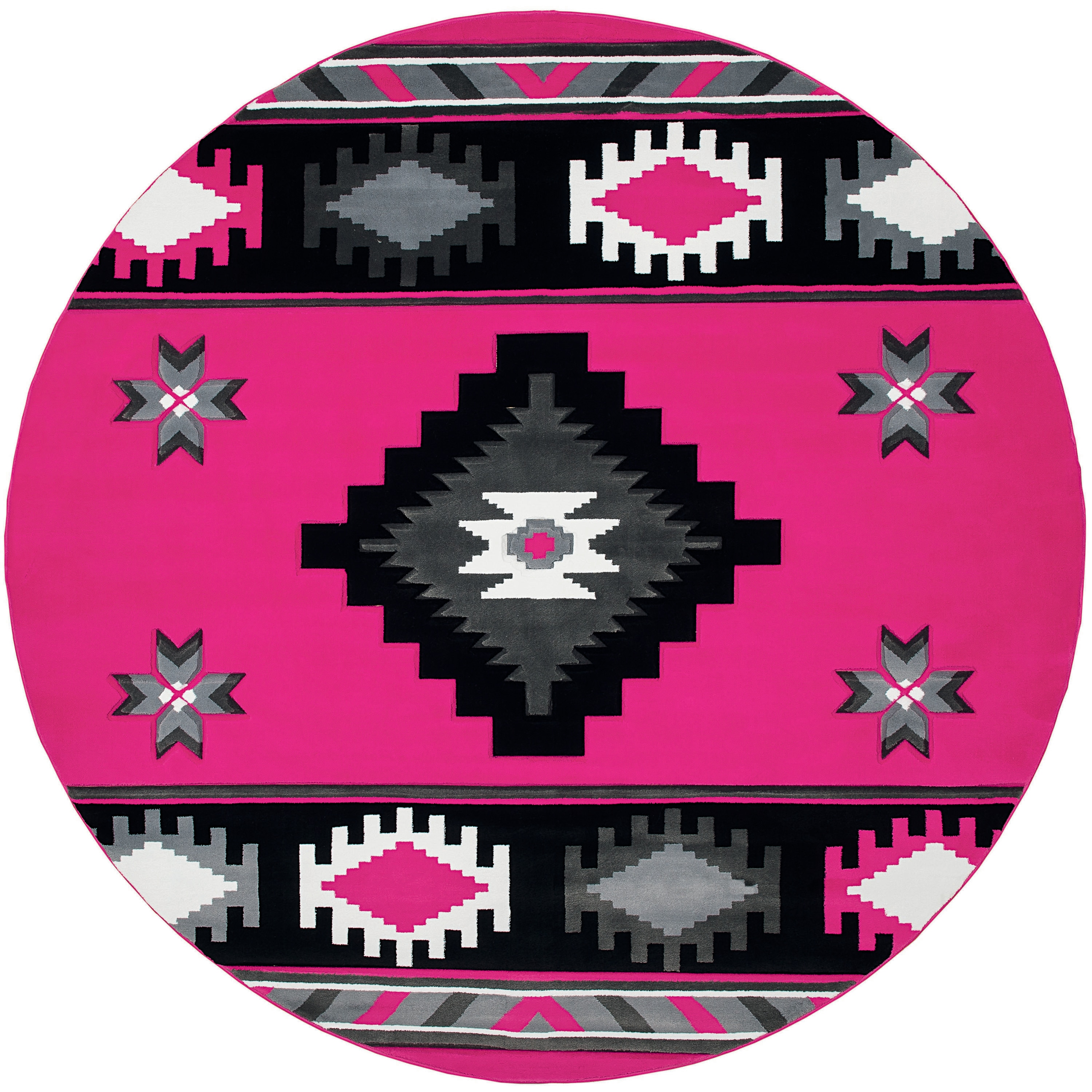United Weavers Of America 2050 10486 88R Bristol 8 x 8 (ft) Polypropylene Pink Round Indoor Geometric Area rug