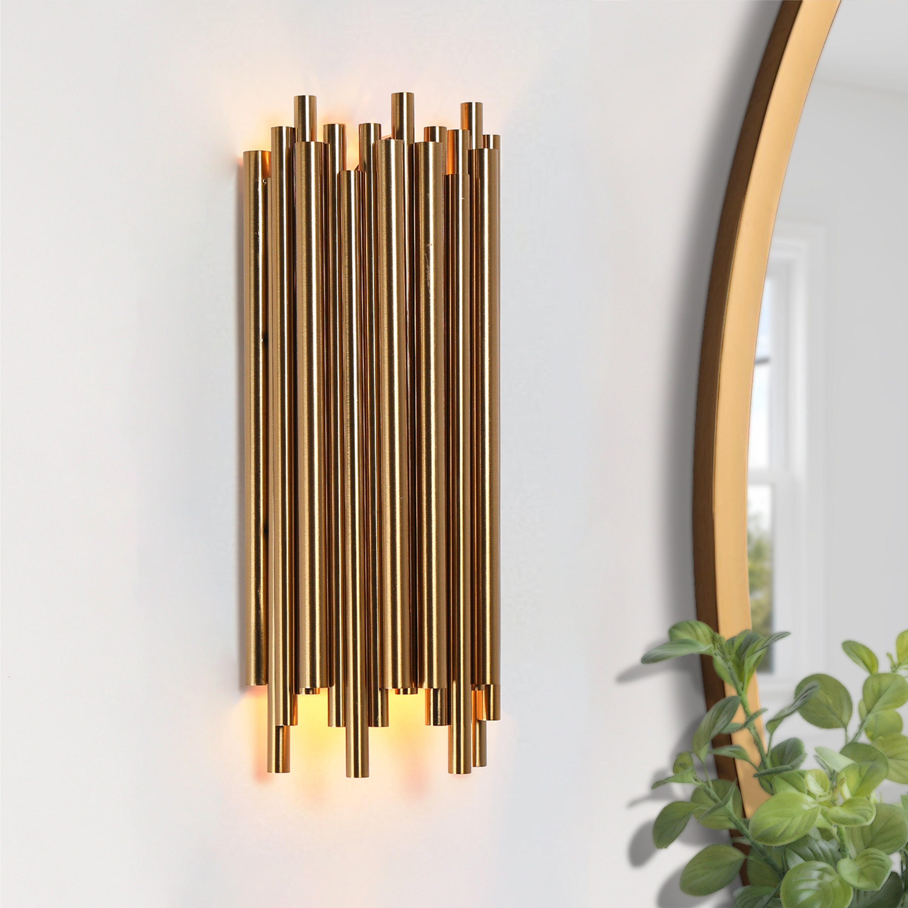 LNC HA05032 Labysperia 5.5-in W 2 -Light Polished Gold Wall Sconce