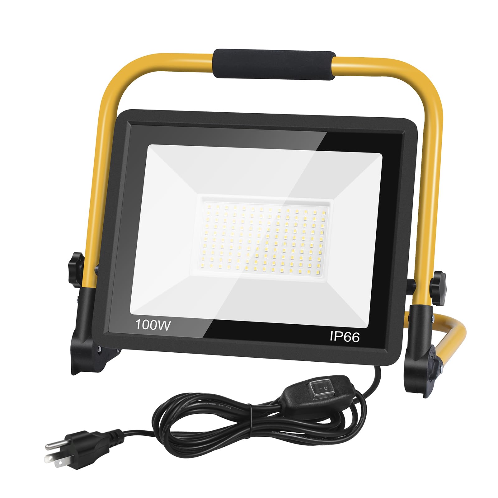 Adrinfly  100W 11000LM LED Work Light with 16.5FT Cord IP66 Waterproof Portable Flood Light for Construction Workshop Garage Outdoor Use
