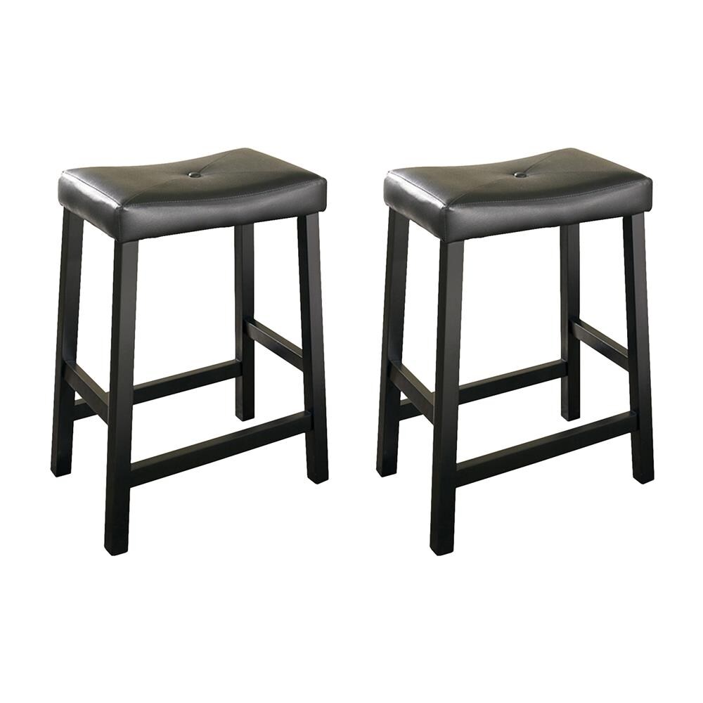 Crosley Furniture Set of 2 Black Counter height Upholstered Wood ...