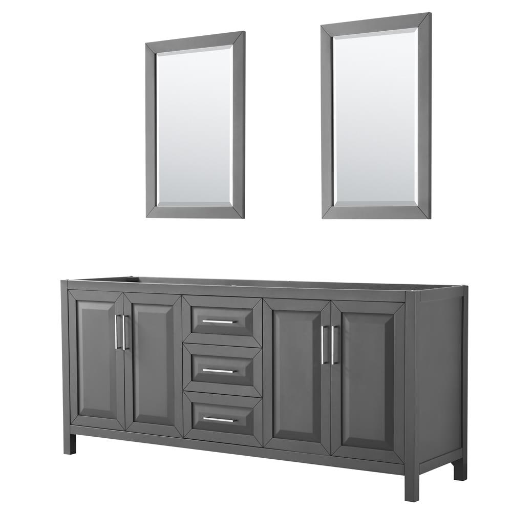 Wyndham Collection WCV252580DKGCXSXXM24 Daria 80-in Dark Gray with Polished Chrome Trim Bathroom Vanity Base Cabinet without Top (Mirror Included)