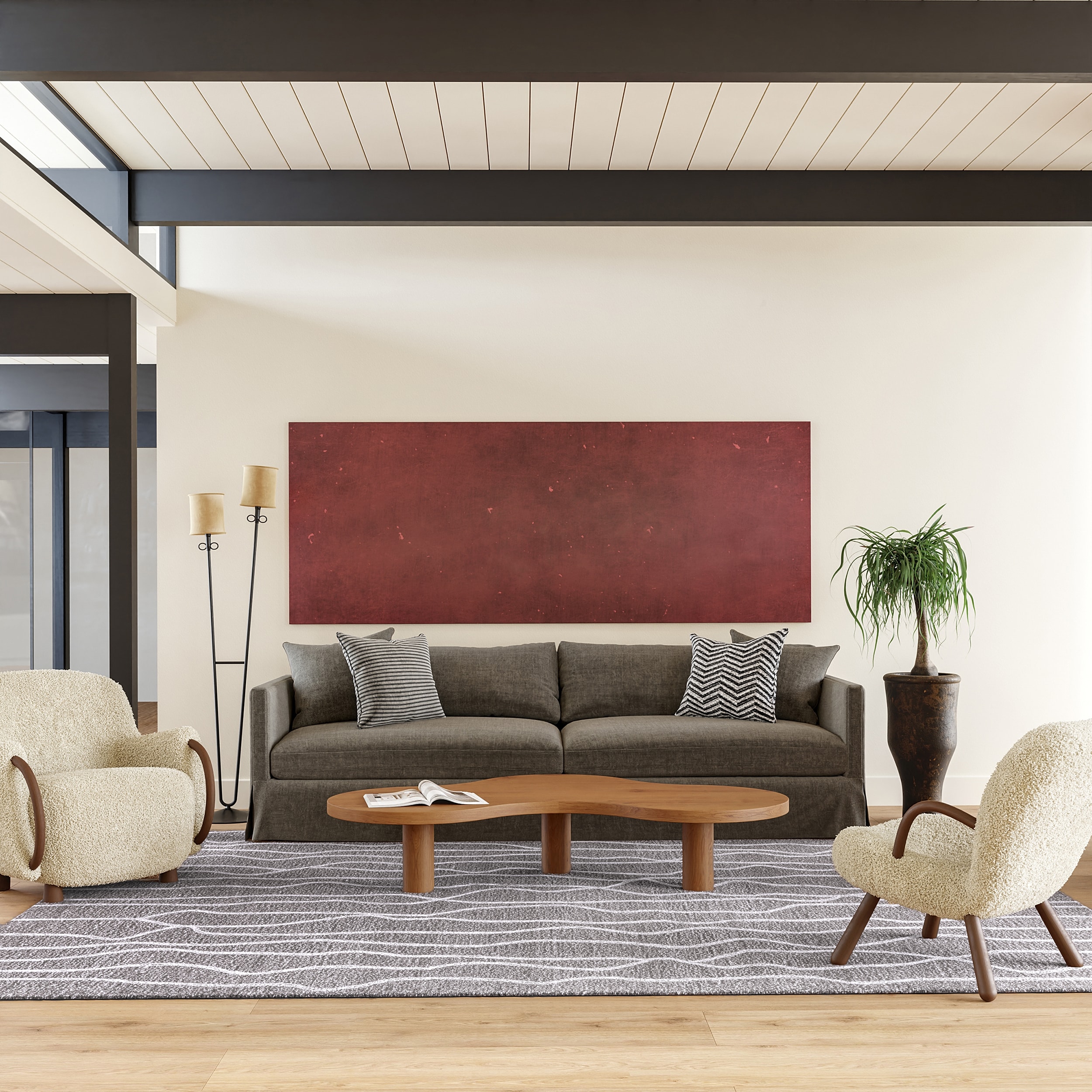 nuLOOM 200SVAR01B-9012 Mana Abstract Wool 9ft. x 12ft. Grey Area Rug