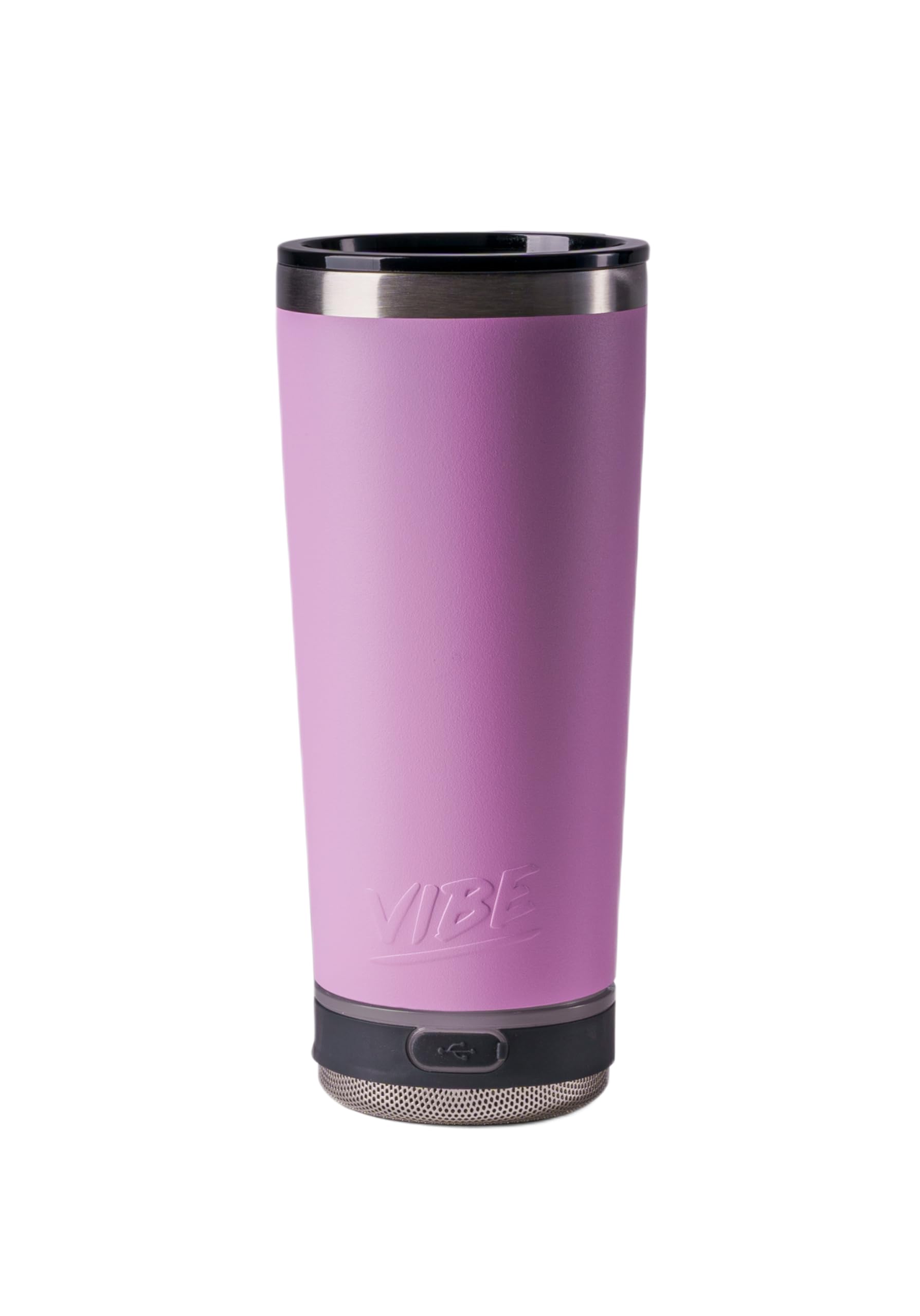 Prodyne Pour Caddy Vibe 18 oz Tumbler with Bluetooth Speaker Insulated Stainless Steel Travel Cup with Lid Hot Cold Drink Beverage Container Built-In Speaker Rubber Base Pink #GC-18-PINK