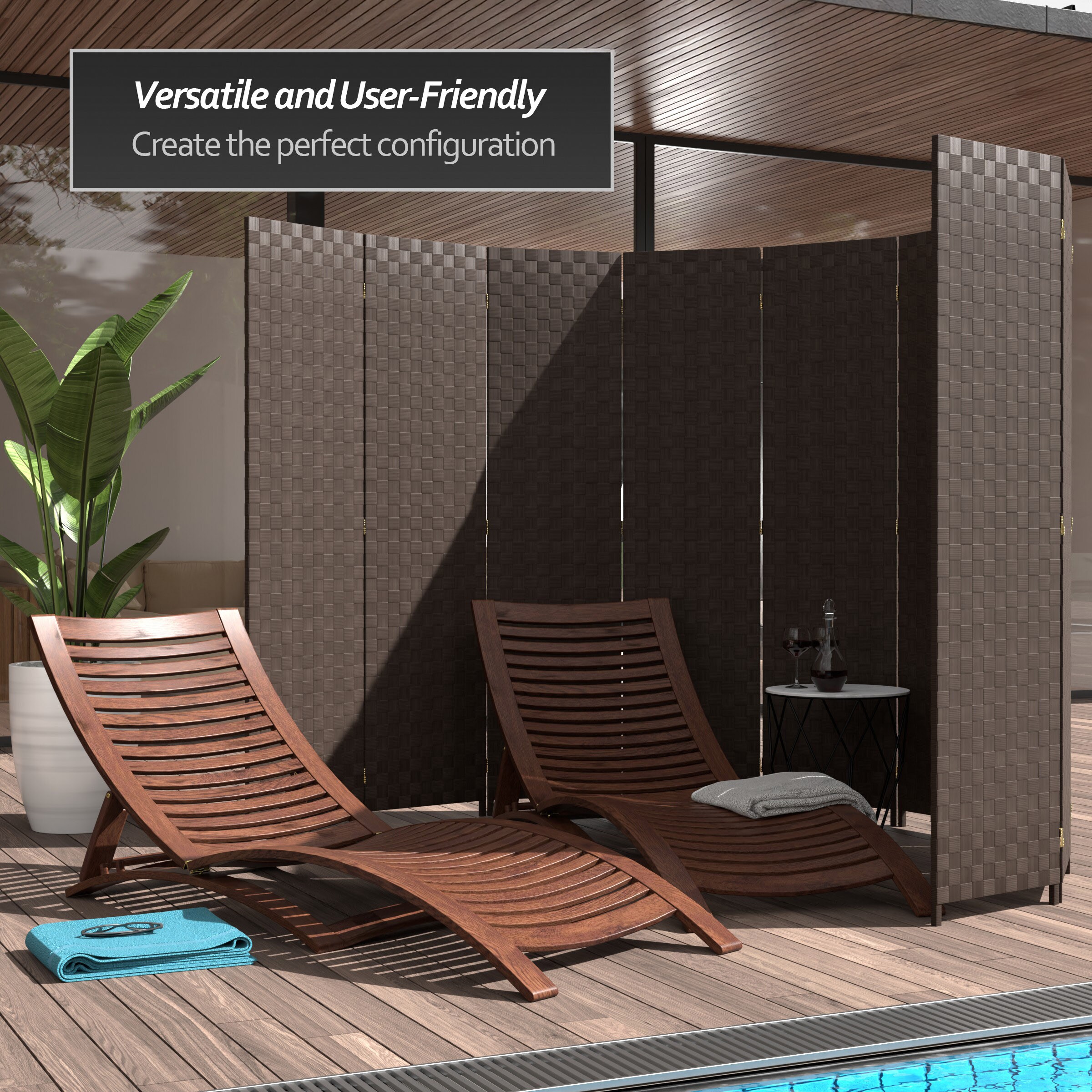 Oriental Furniture FB-OUTSCR-3P-DBRN Outdoor-Privacy-Screen - View #6