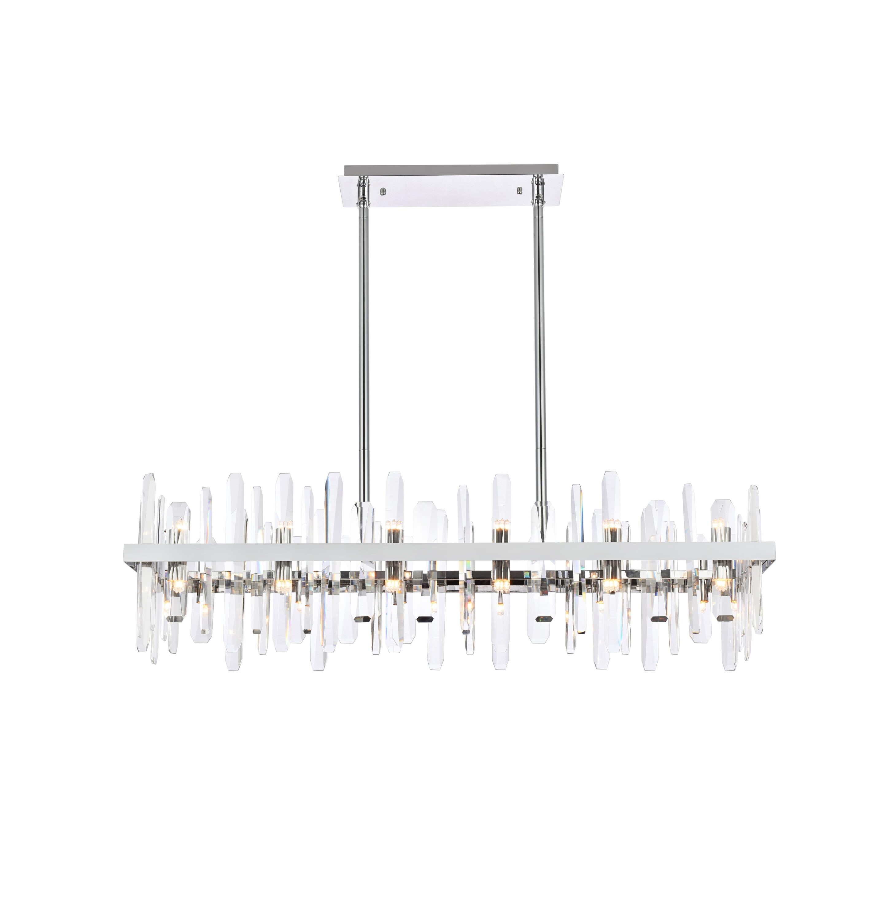 Serena Chrome and Crystal 24-Light Rectangular Chandelier