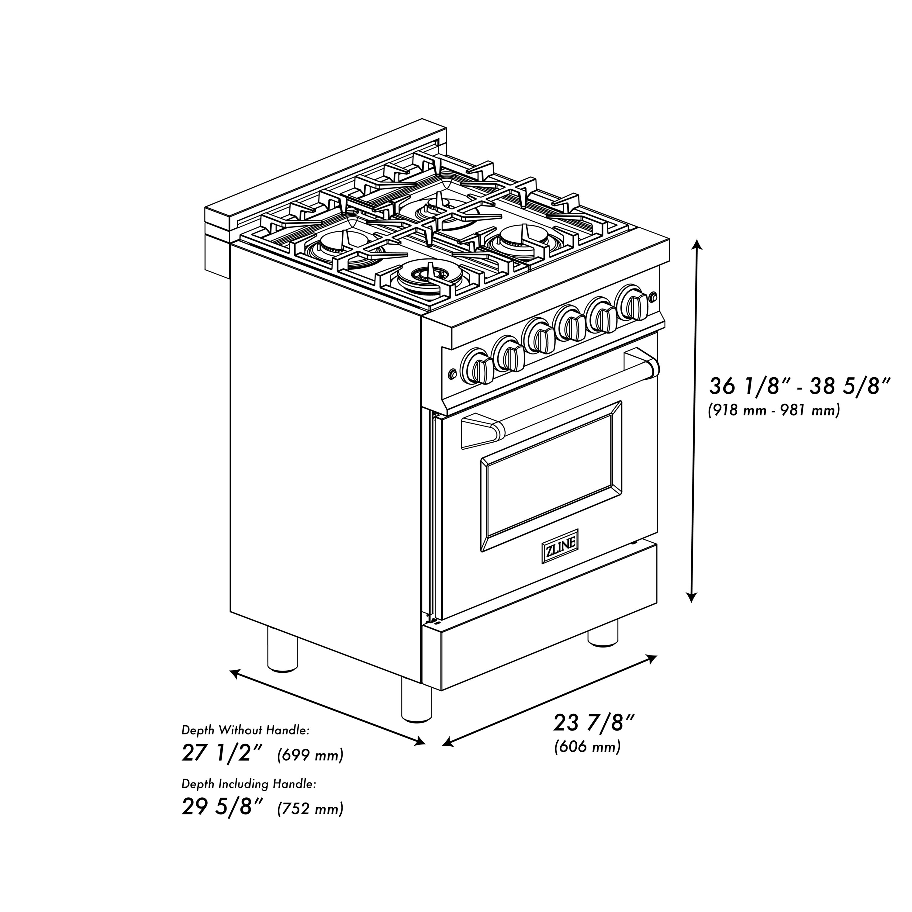 ZLINE KITCHEN & BATH RGZ-WM-24-MB Freestanding-Gas-Ranges - View #16