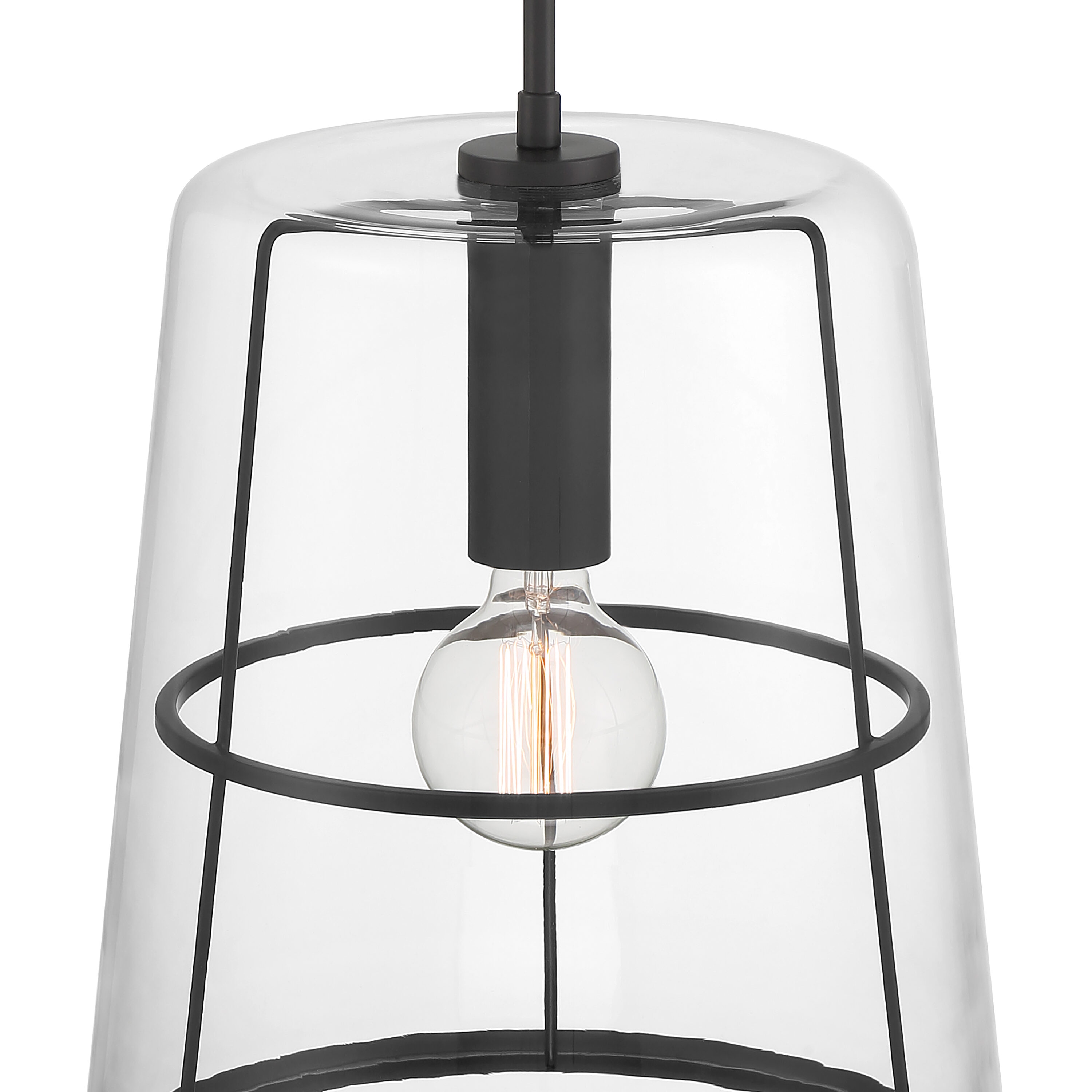 Alonzo Matte Black Glass Pendant Light, 16.5"
