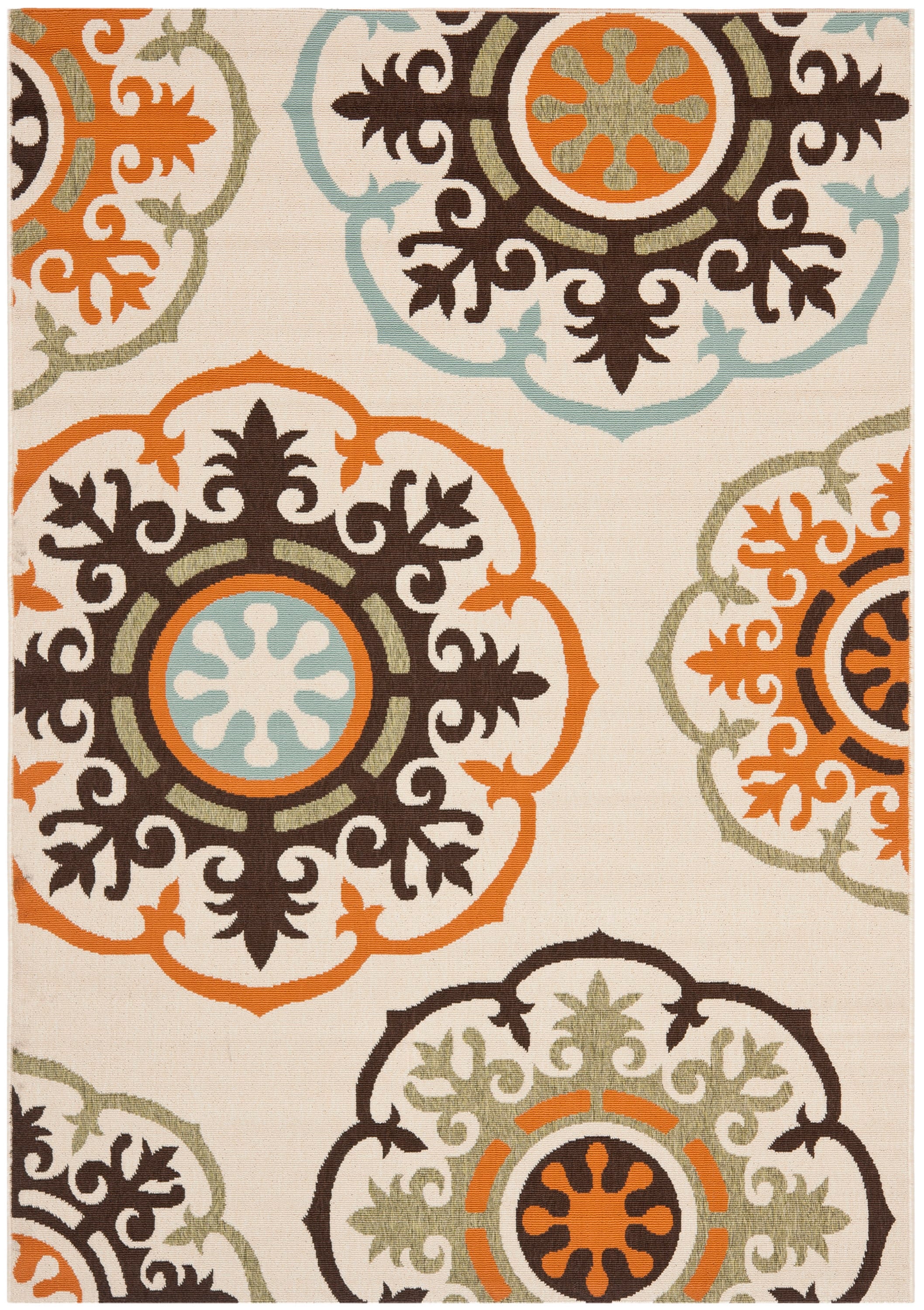 Floral Harmony Easy-Care Multicolor Synthetic 5' x 7' Indoor/Outdoor Rug