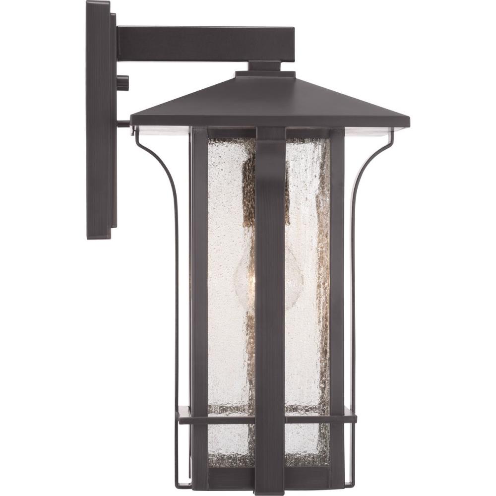 Antique Bronze 16" Outdoor Wall Lantern with Seeded Glass