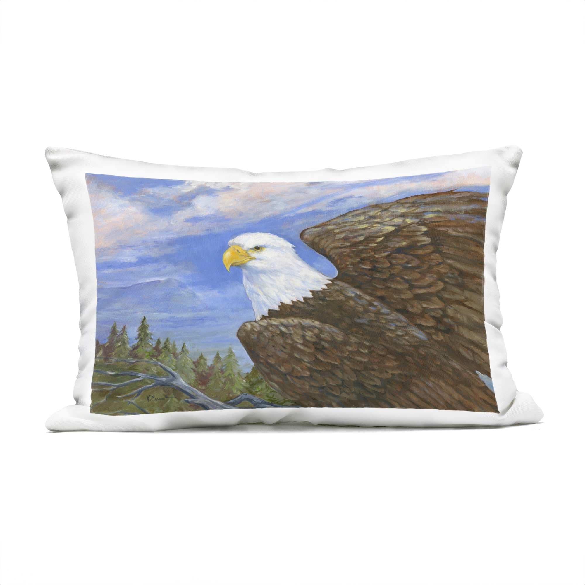 Stupell Industries PLP-190-ORC-14X20 Eagle Overlook from Tree Top Outdoor Printed Pillow design by Paul Brent