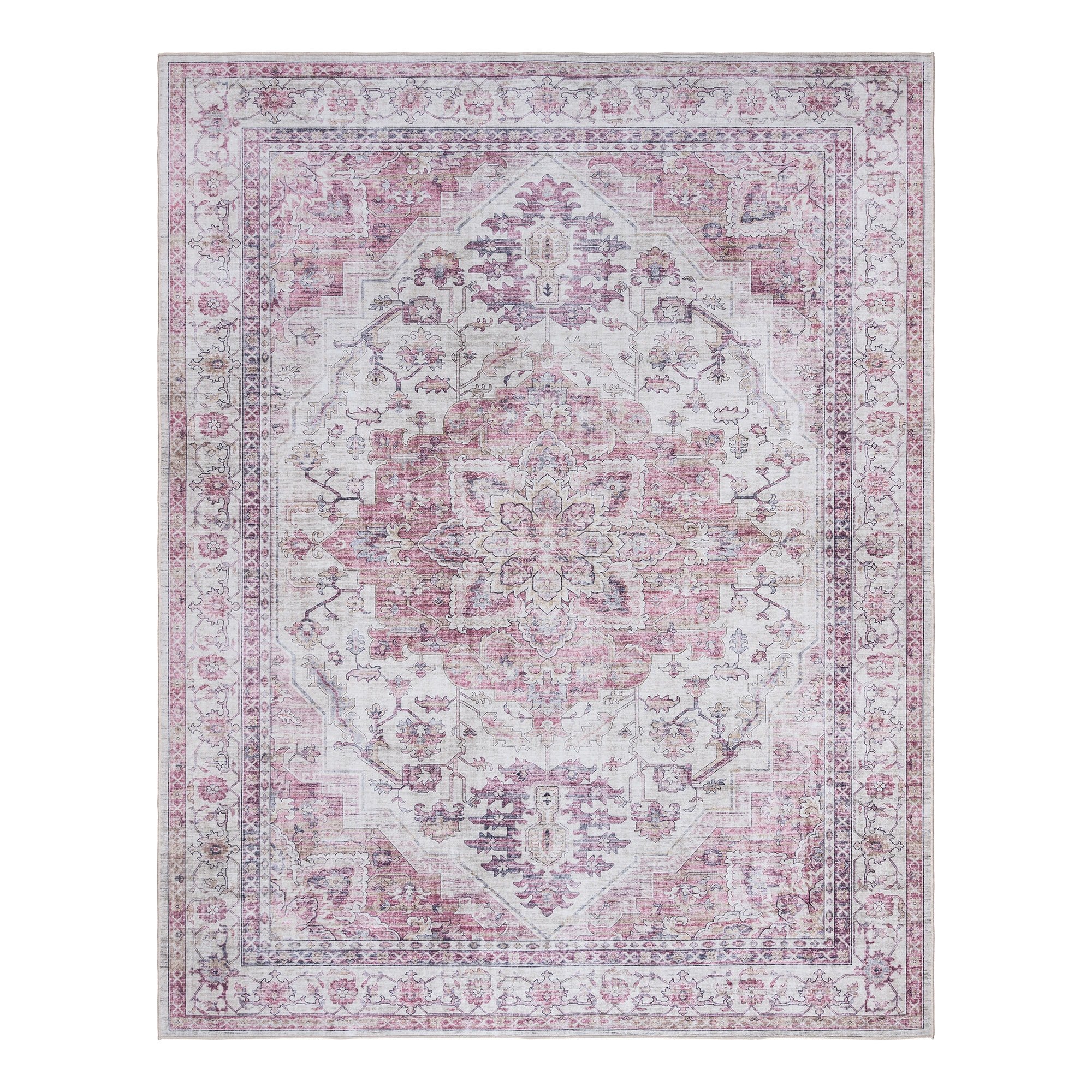 GERTMENIAN 28900 3 x 5 (ft) Loomed Polyester Pink Rectangular Indoor Medallion Moroccan Throw rug