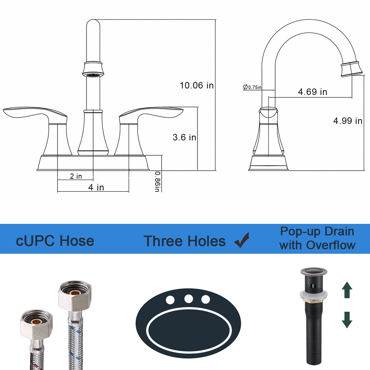 WELLFOR ZQB4011ORB Lavatory-Faucets - View #6