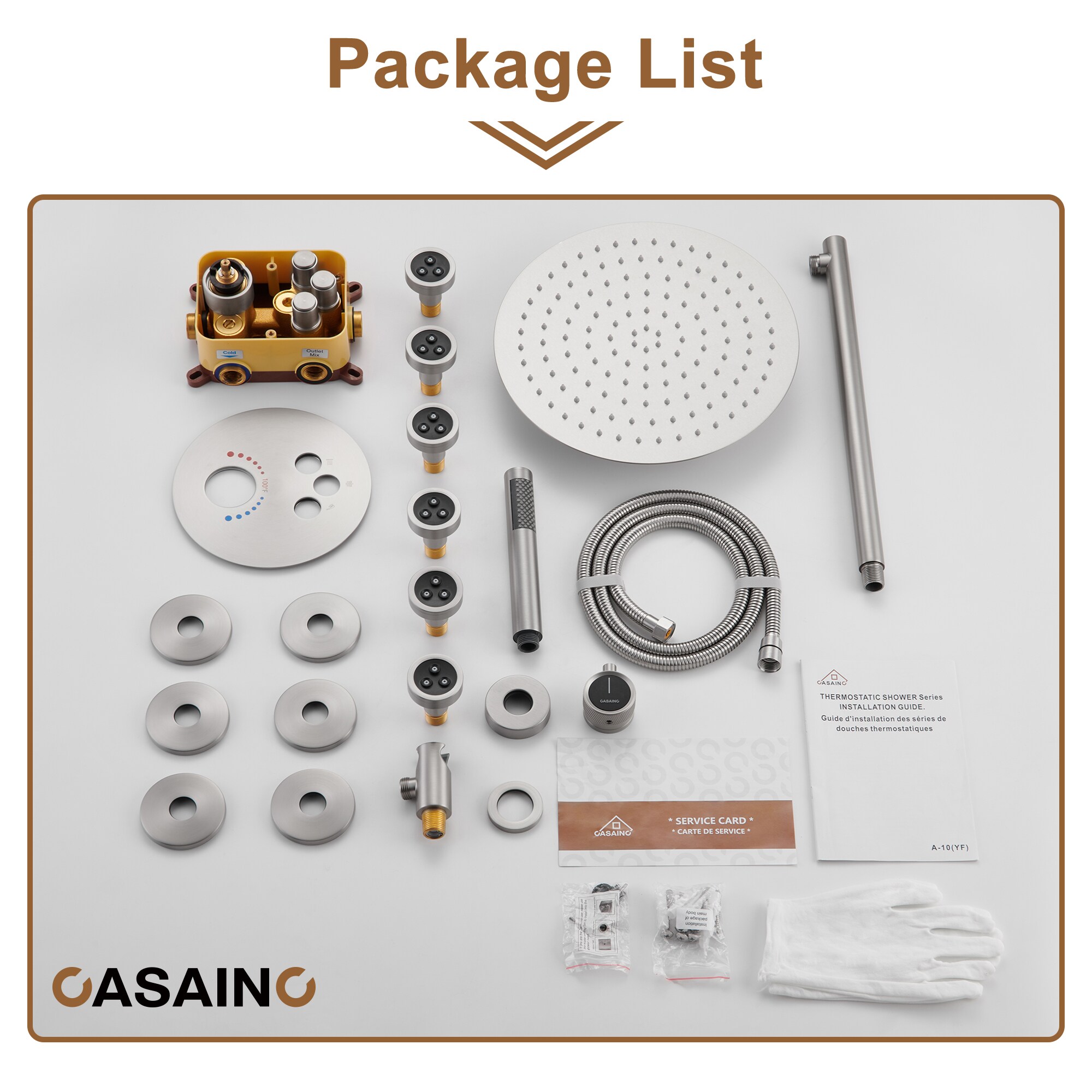 CASAINC CS6224-12BN Showerhead-Bar-Panels - View #12