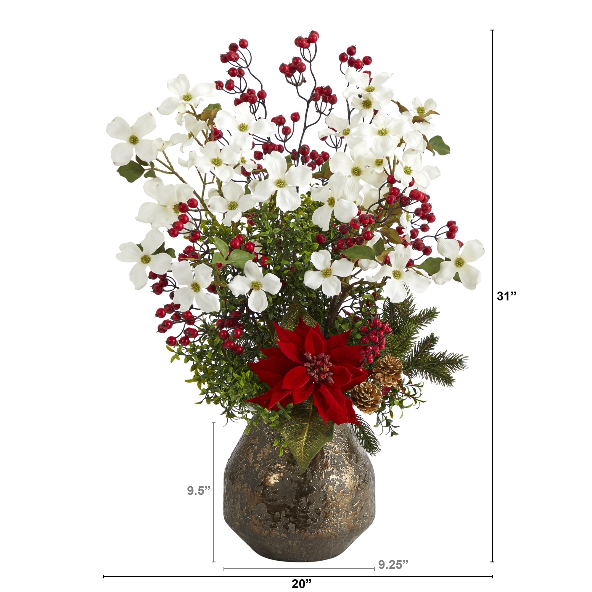 Nearly Natural 31-in Red Indoor Artificial Poinsettia Artificial Flower in  the Artificial Plants & Flowers department at