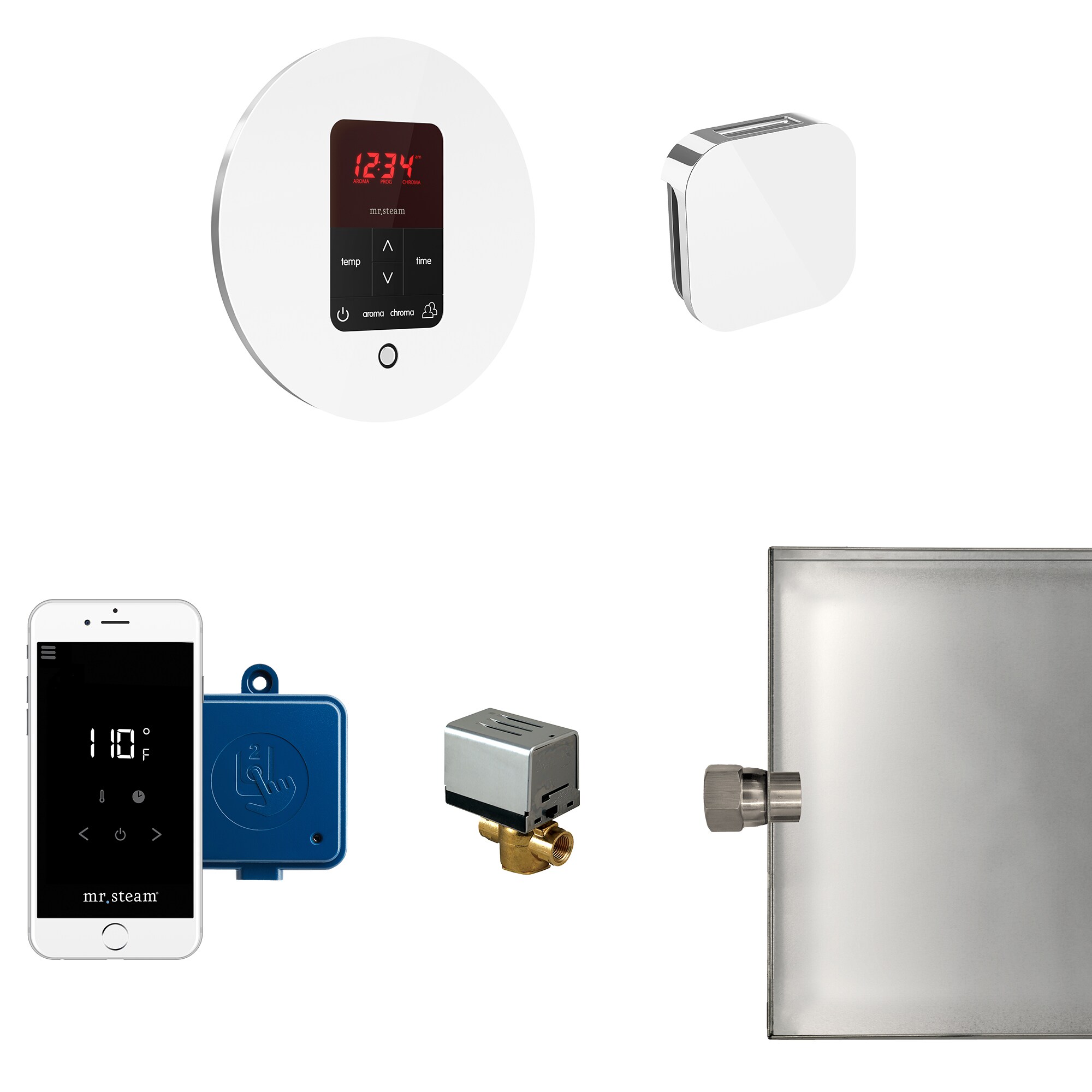 Mr. Steam MSBUTLER1RD-WH 120-Watt Glass White Steam generator control kit