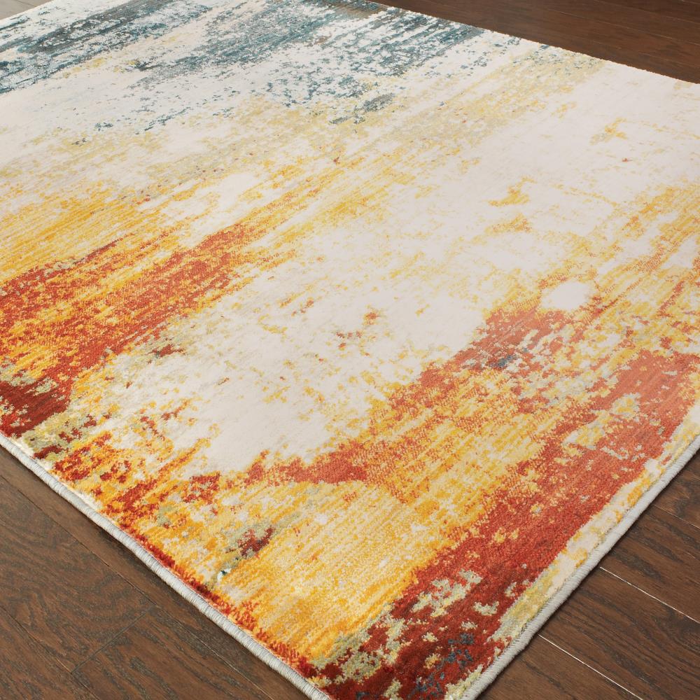 Sedona Midnight Teal & Saffron Oriental Area Rug, 7'10" x 10'10"