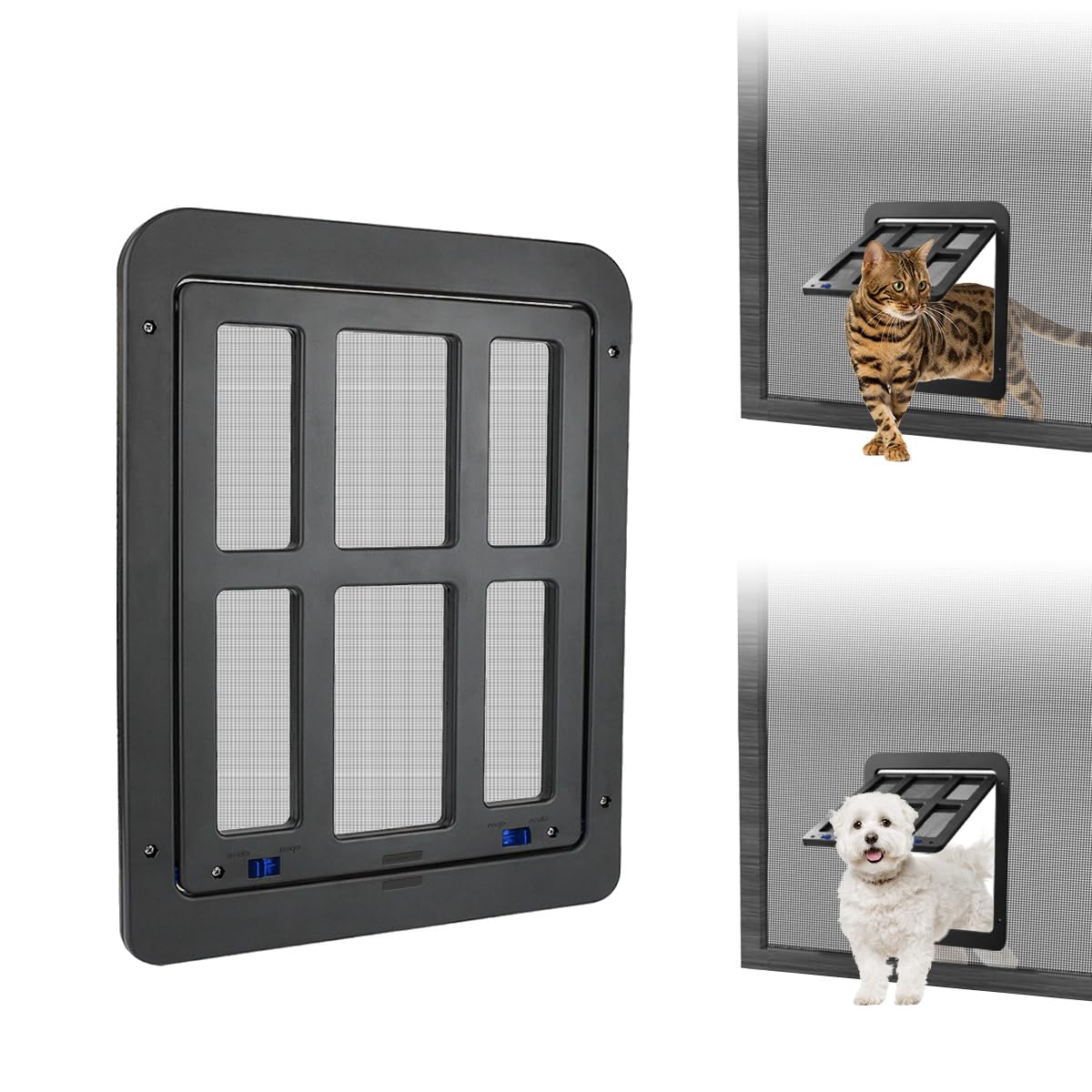 Oyezvary  Cat Screen Door Flap Opening 8 3 x 10 3 inches Doggie Door for Screen Door Window Cat Door Magnetic Self Closing Cat Door for Sliding