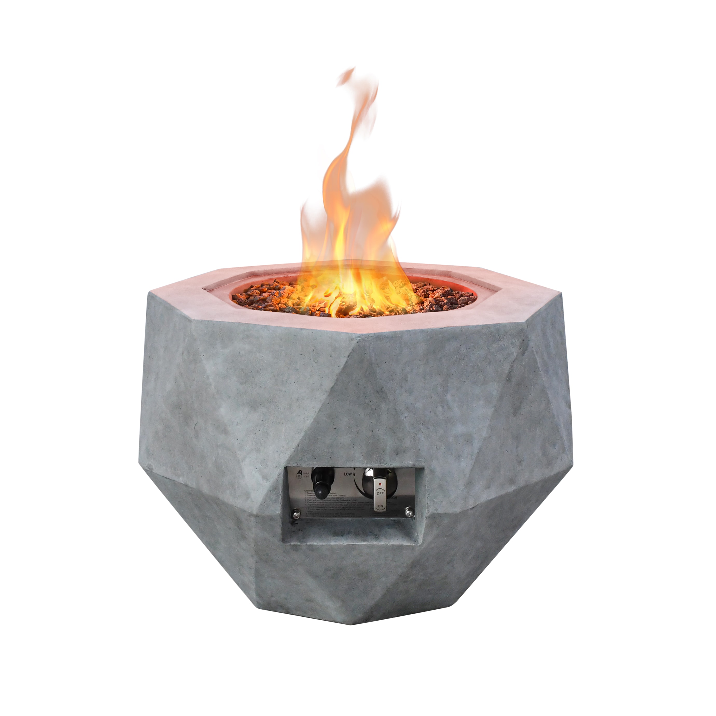 KANTE 25.2-in W Natural Concrete Portable Concrete Round Propane Gas ...