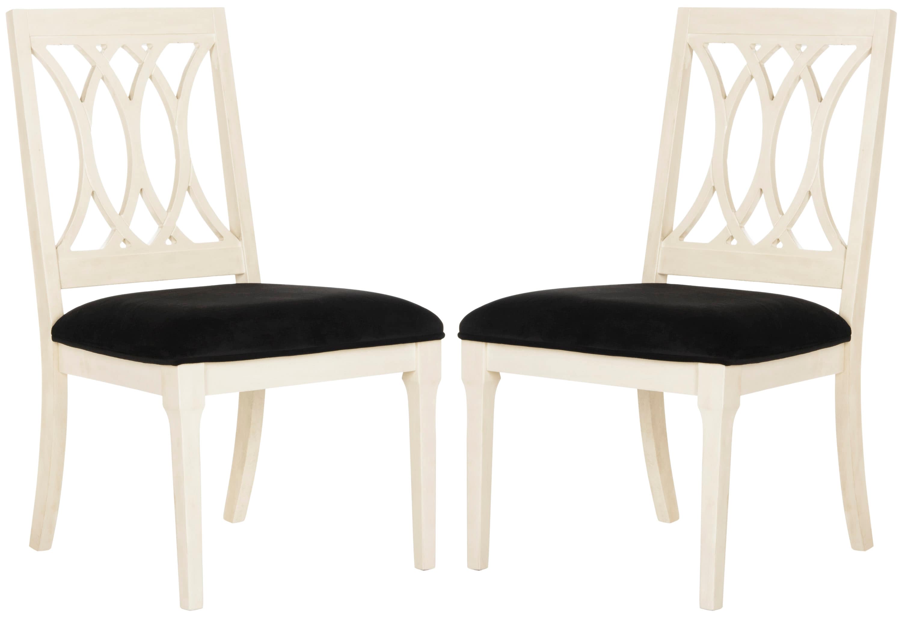 Safavieh FOX6265B-SET2 Set of 2 Selena Casual Polyester/Polyester Blend Upholstered Side Chair (Wood Frame)