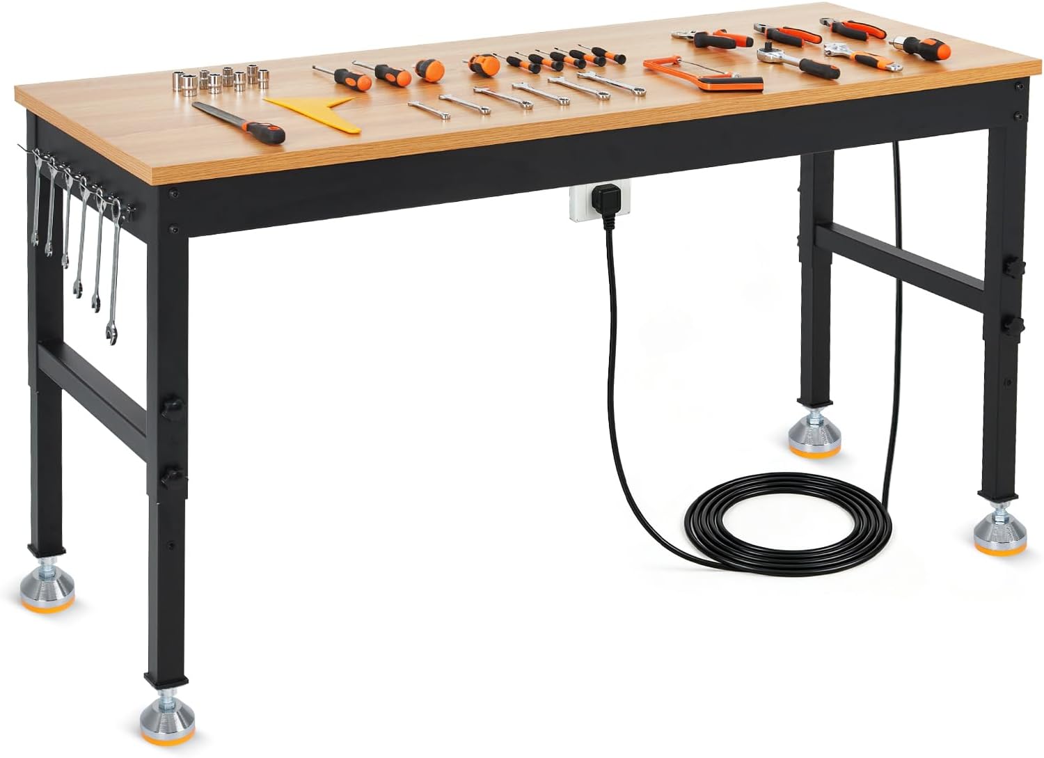 Garvee 48 in Work Bench with Power Outlet 48 x 24 Workbench Adjustable Height Work Benches for Garage 2000 LBS Tool Bench for Workshop Home #PJL-PEP-3367PJTF