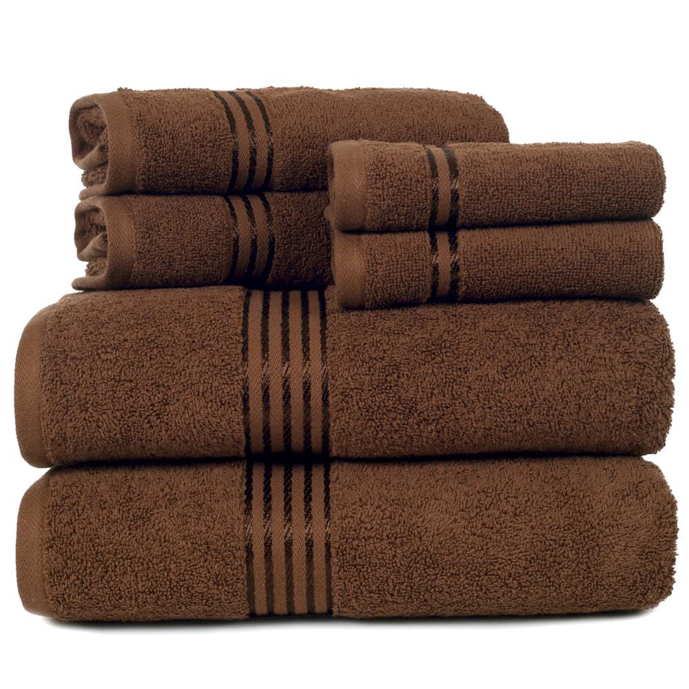 Home Sweet Home 100% Cotton 6-Piece Bath Towel Set - Extra Soft Bath Towels, Black, Size: 2 Bath Towels 56 x 28, 2 Hand Towels 28 x 16, and 2