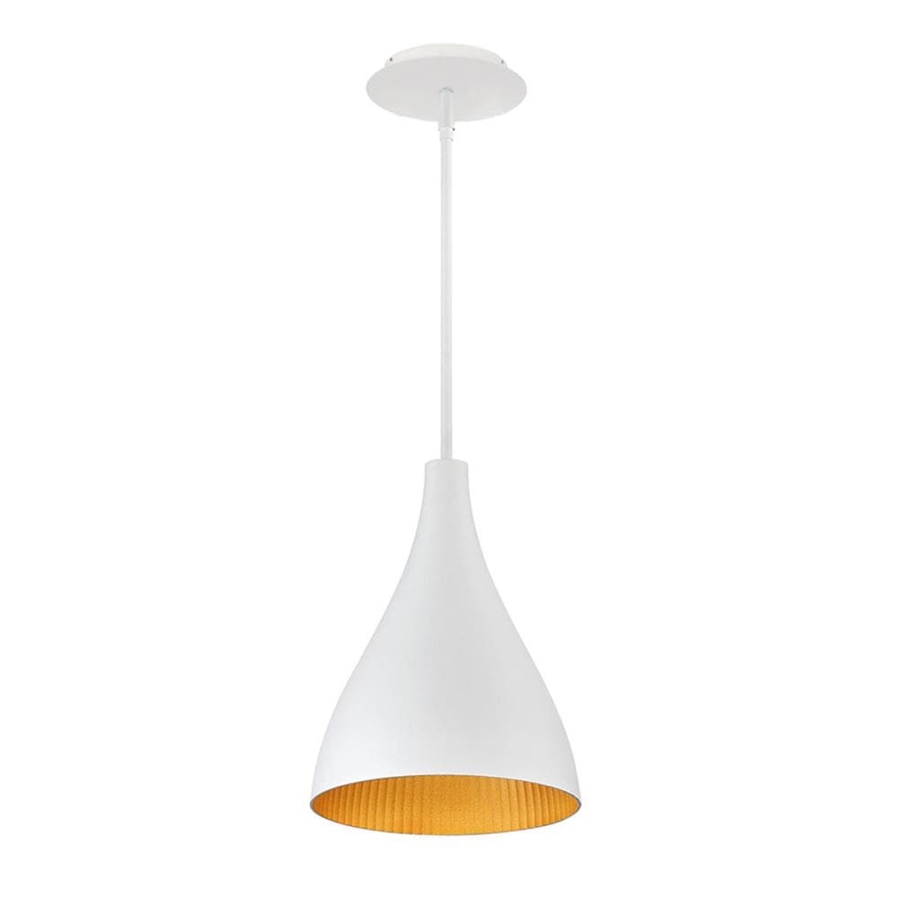 dweLED PD-W55809-WT/GR Copa White Gold Ribbed Modern/contemporary Dome Integrated LED Mini Hanging Pendant light