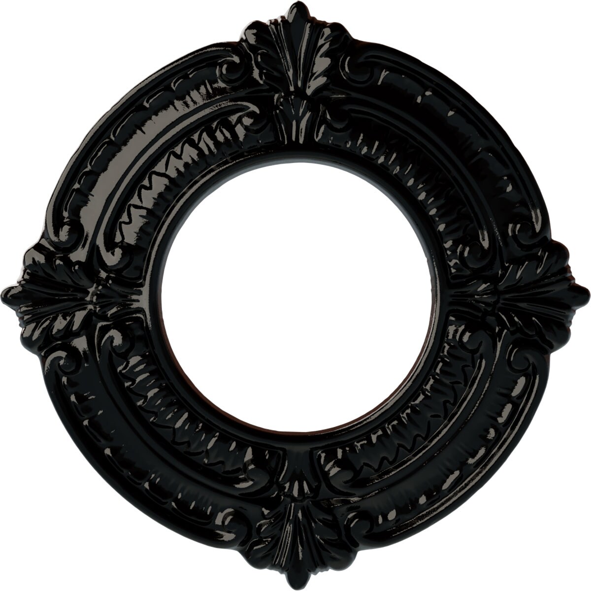 Ekena Millwork CM09BNBPS Benson 9-in W x 9-in L Painted Black Pearl Polyurethane Whole Ceiling Medallion