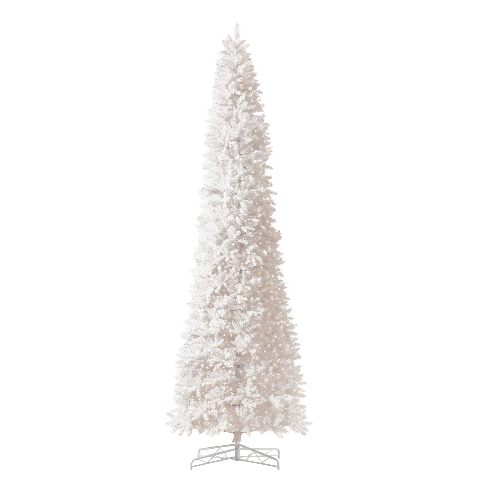 Nearly Natural T4535 13-Feet Pre-lit Slim White Artificial Christmas Tree with White LED Lights