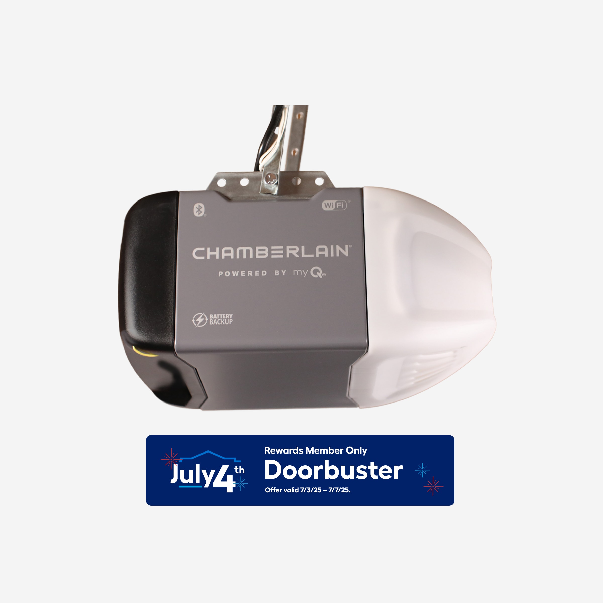 Chamberlain B2215T 1/2 HP myQ Ultra Quiet Smart Compatible Belt drive Garage Door Opener Wi-Fi Compatibility and Battery Back-Up