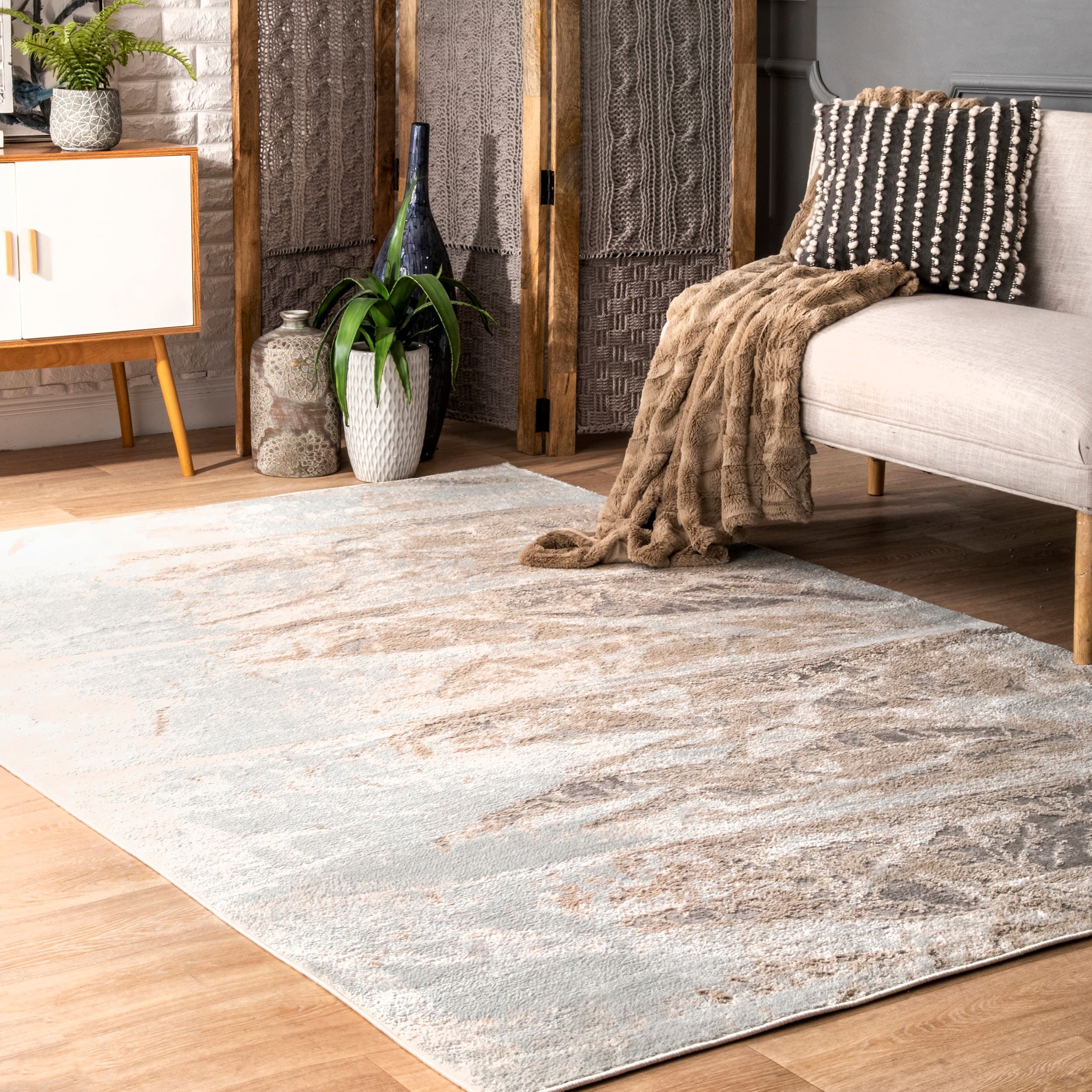 nuLOOM CFDR03B-508 5 x 8 (ft) Loomed Polypropylene Silver Rectangular Indoor Abstract Area rug