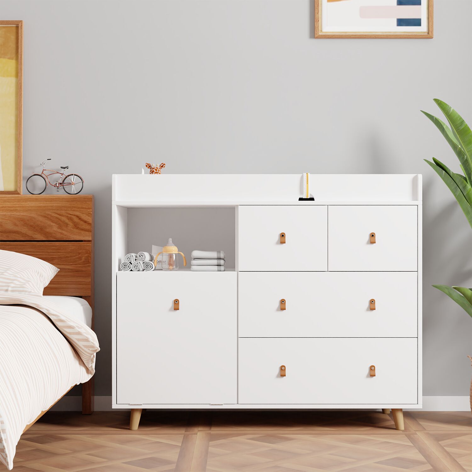 White 4-Drawer Standard Dresser Leather | - FUFU&GAGA AMKF180081-01