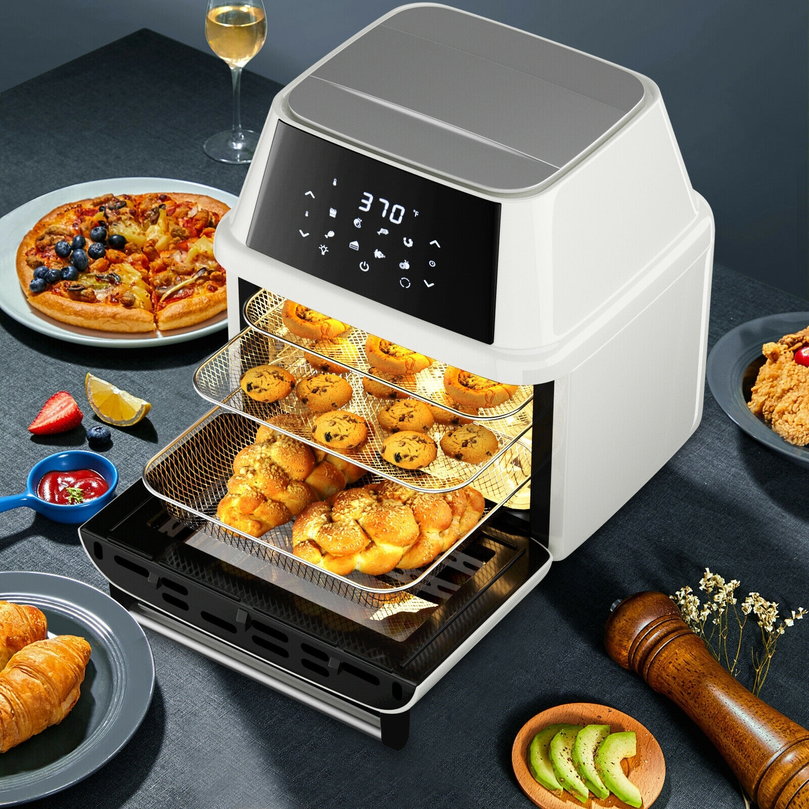 Big Boss 16Qt Large Air Fryer Oven with 50+ Recipe Book AirFryer Oven Makes  Healthier Crispy Foods Silver 