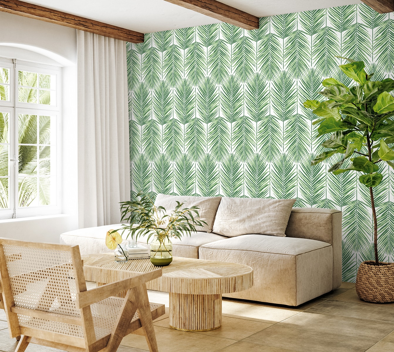 Greenery Vinyl Self-Adhesive Peel and Stick Wallpaper Roll