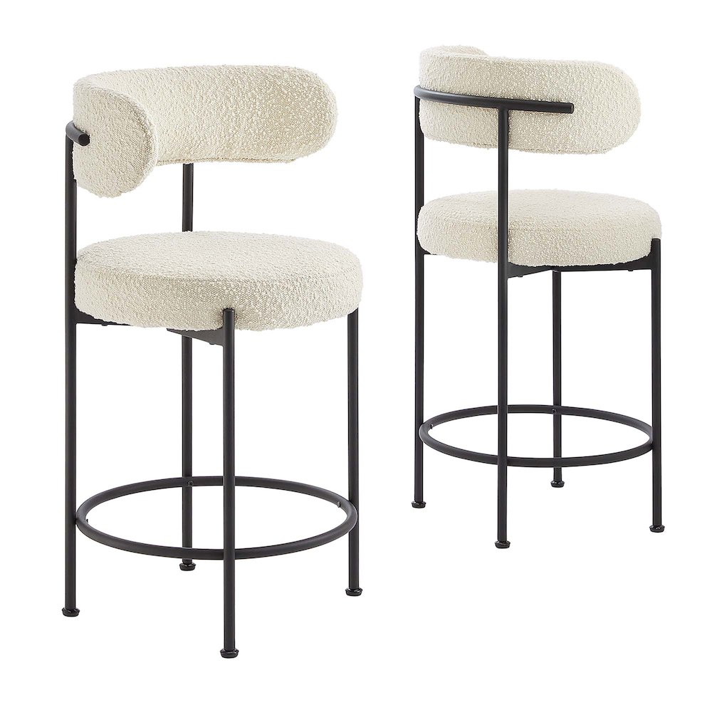 Modway BG3511038 Albie Boucle Fabric Counter Stools Set of 2