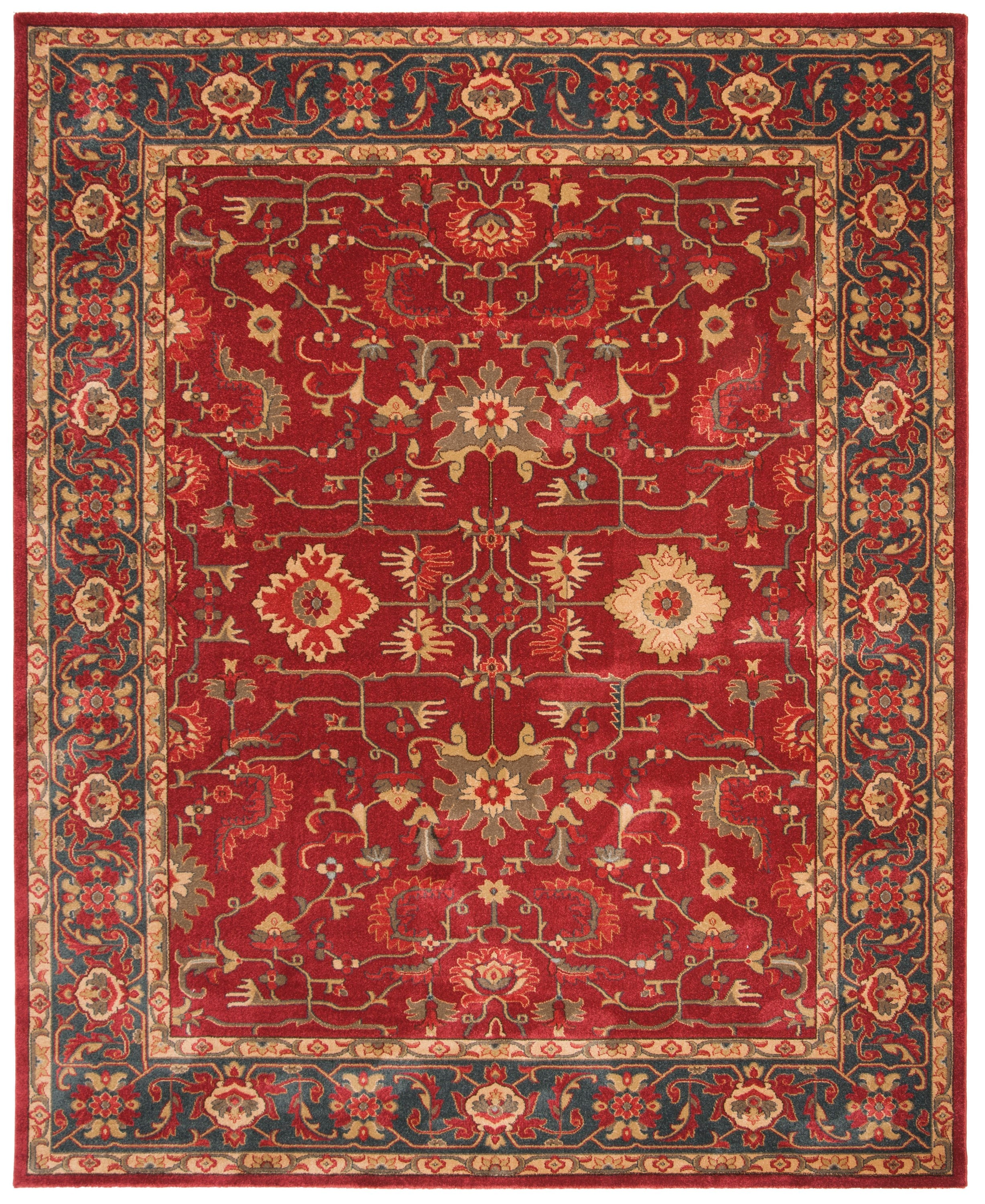 Hand-Knotted Red Synthetic Rectangular 8' x 10' Area Rug