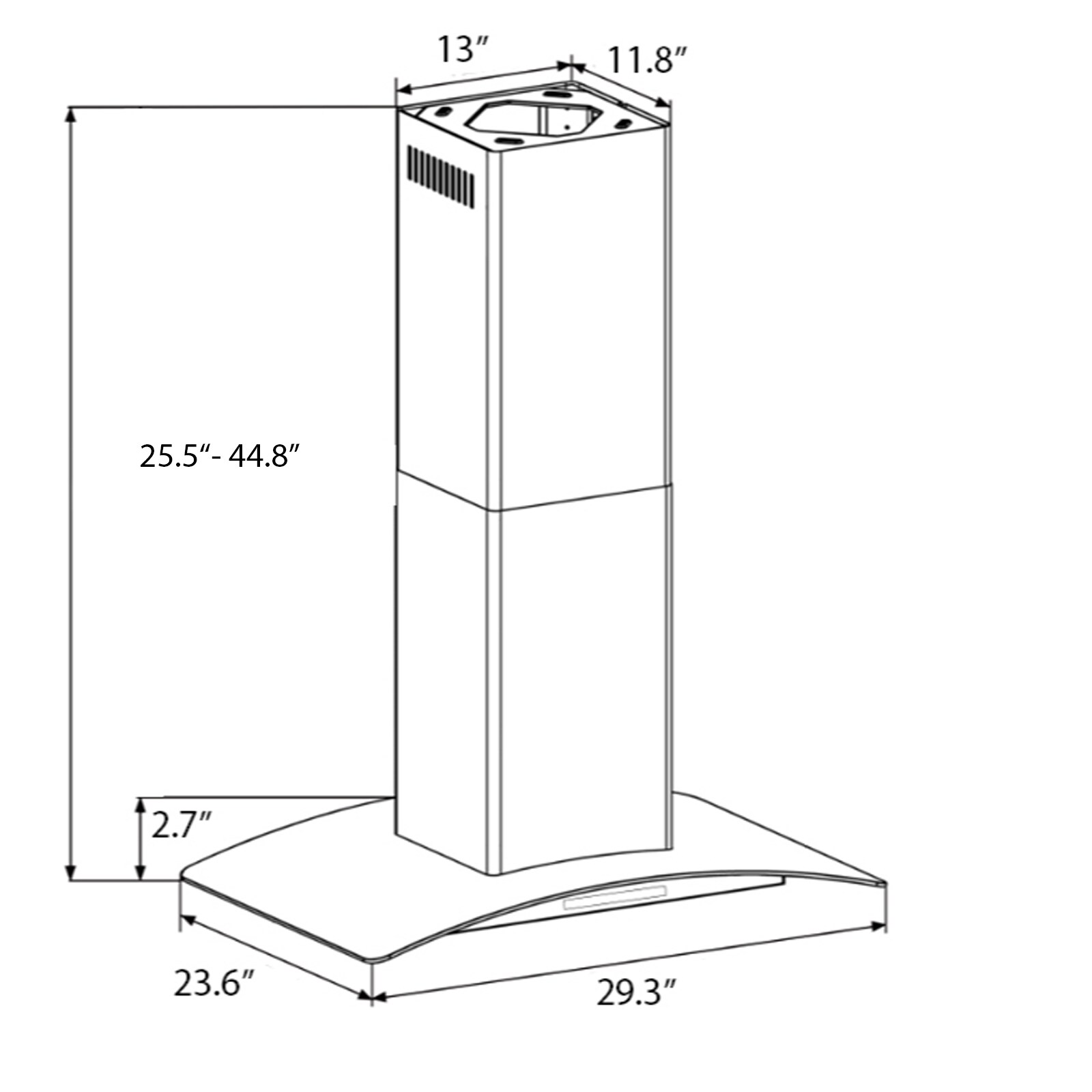 AKDY Island Range Hoods 30-in Convertible 343-CFM Stainless Steel ...