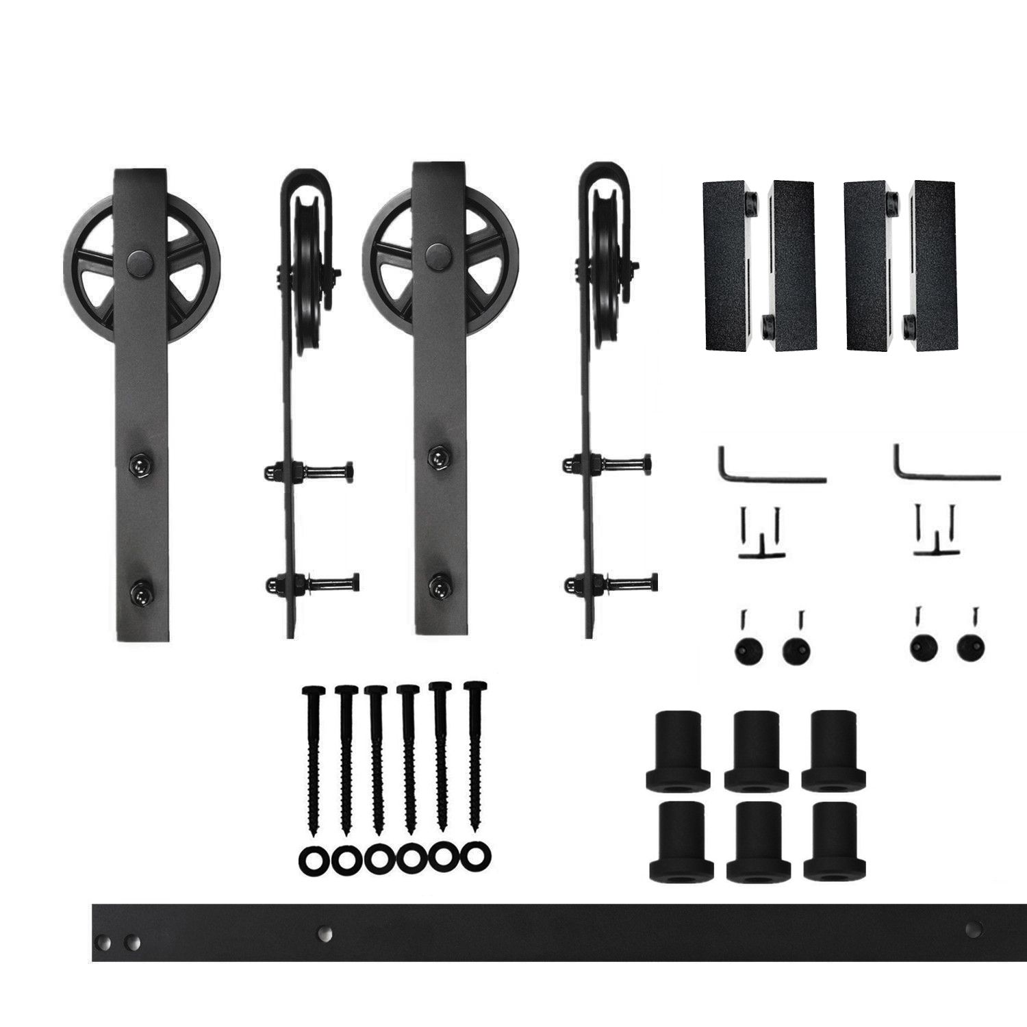 HOMACER 144-in Rustic Black Indoor Arrow Single Barn Door Hardware Kit JT1TGH144C Sansujyuku sansujyuku.com