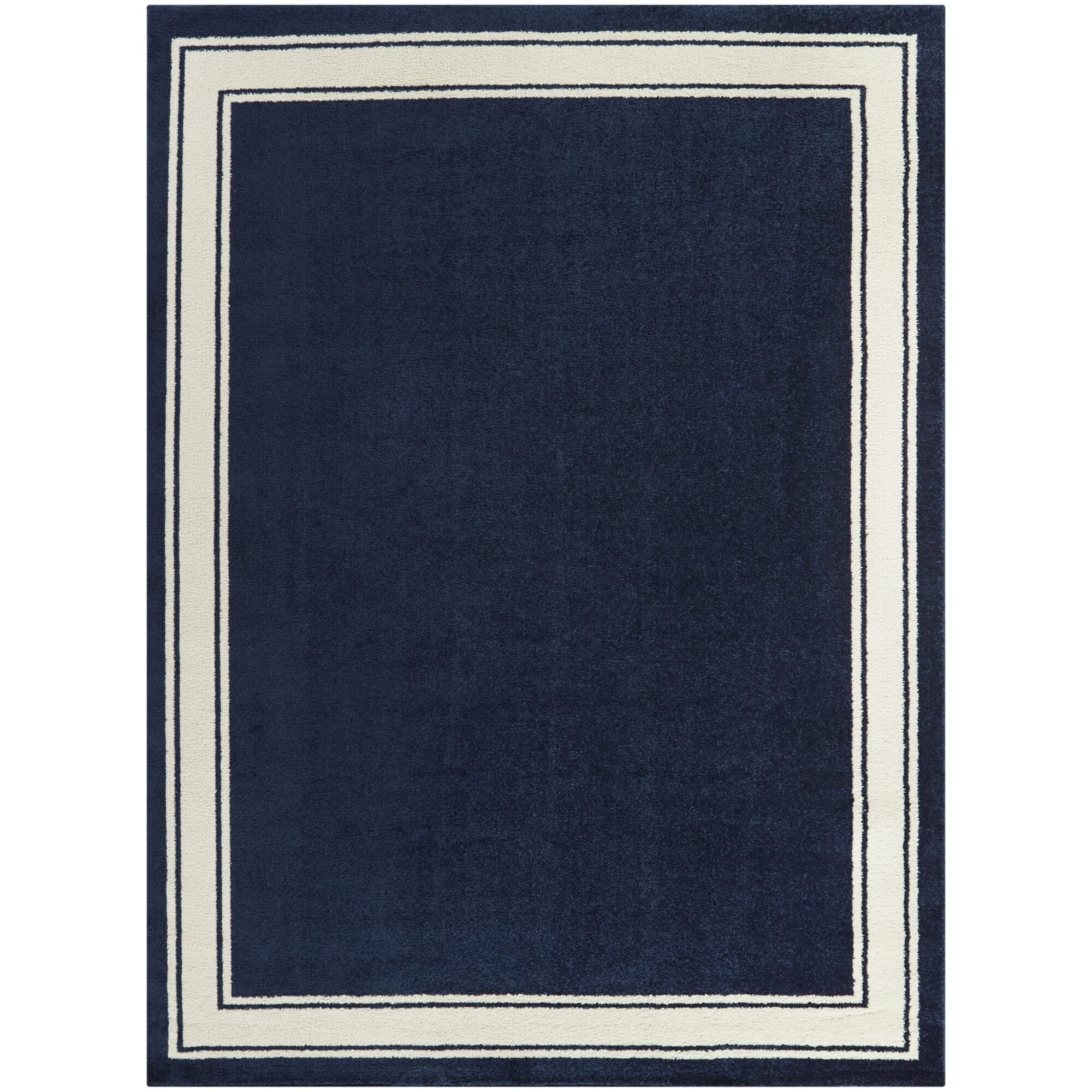 Navy and White Rectangular Synthetic 5' x 7' Area Rug