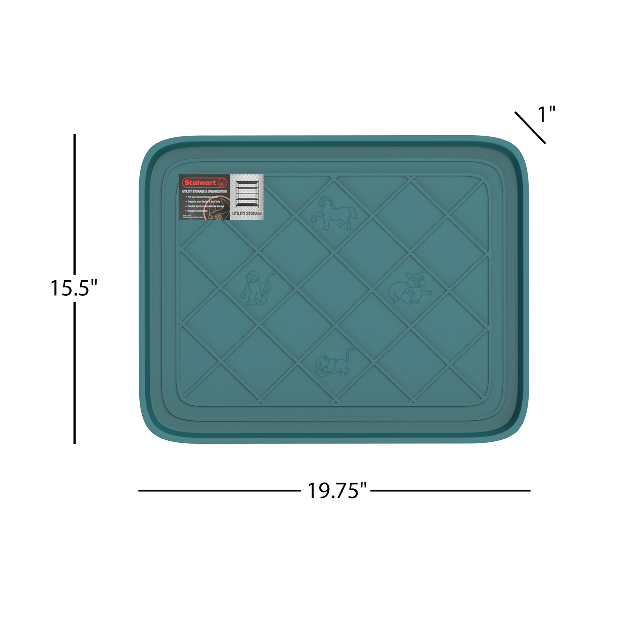 Medallion Raised Edge Rectangle Rubber Boot Tray