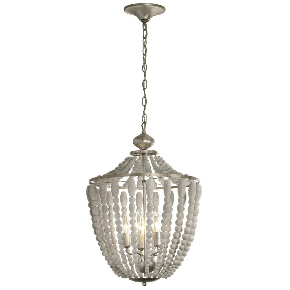 Dainolite LAU-175C-PG Laura 5-Light White Washed Rustic Damp Rated Chandelier