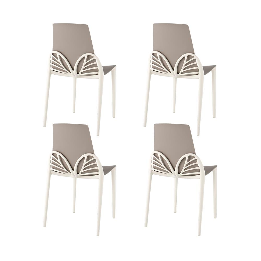 Lagoon 7059G6-SSLGS Papillon Set of 4 Stackable Grey Resin Frame Stationary Dining Chair with Solid Seat